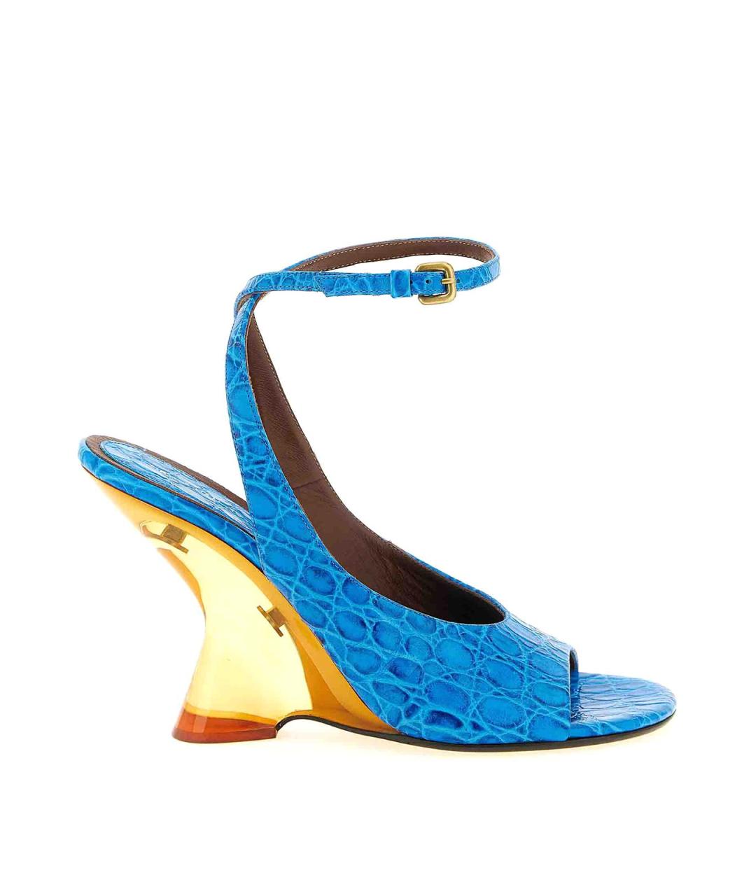 DRIES VAN NOTEN Голубые кожаные босоножки, фото 1