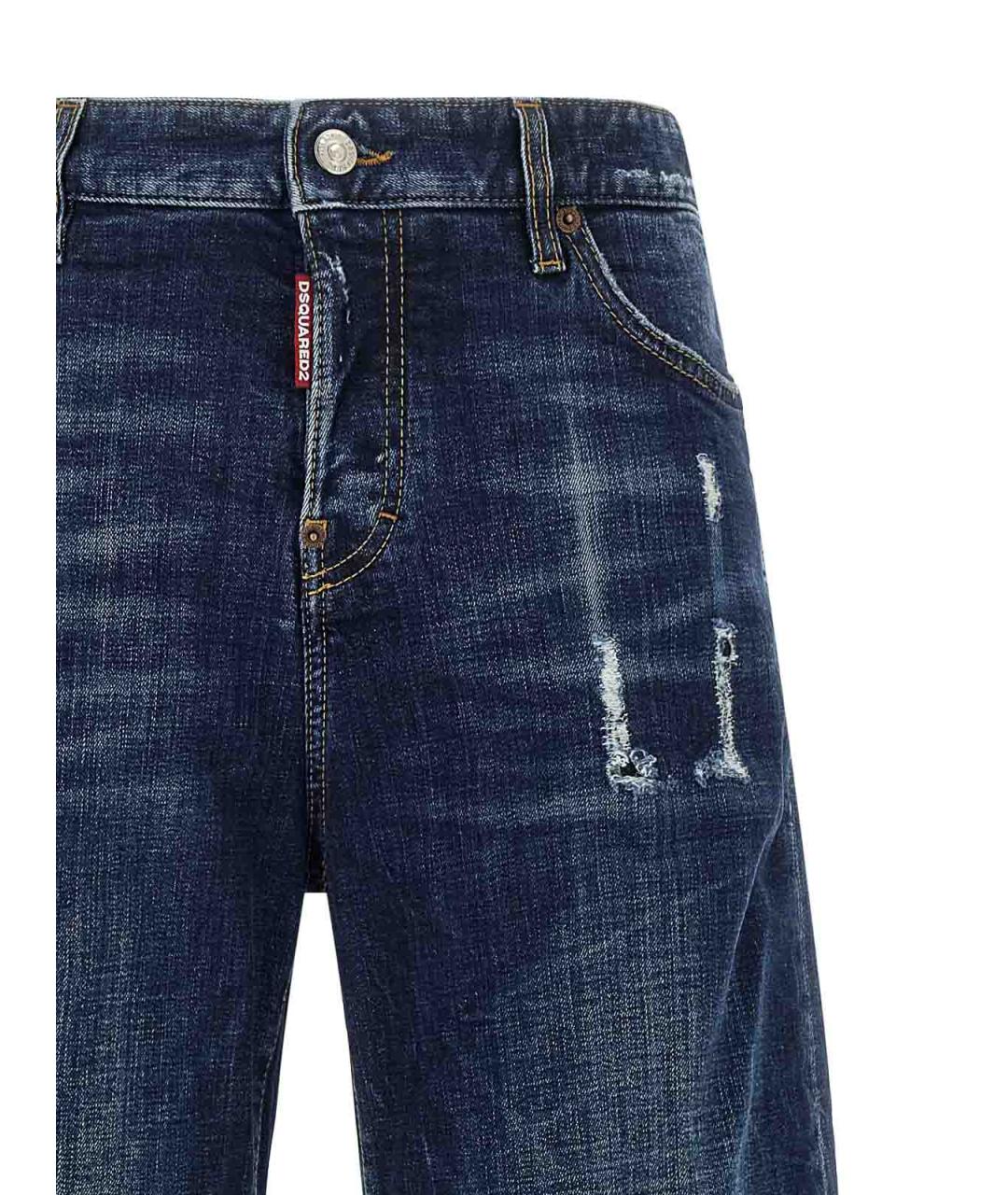 DSQUARED2 Синие хлопковые прямые джинсы, фото 3