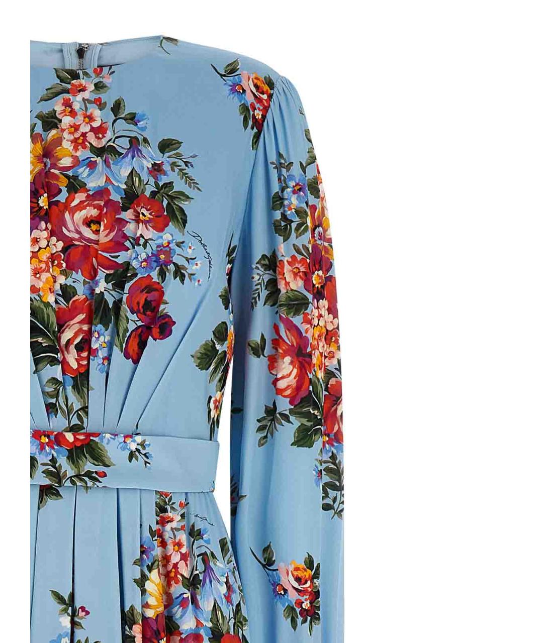 DOLCE&GABBANA Голубое шелковое коктейльное платье, фото 3
