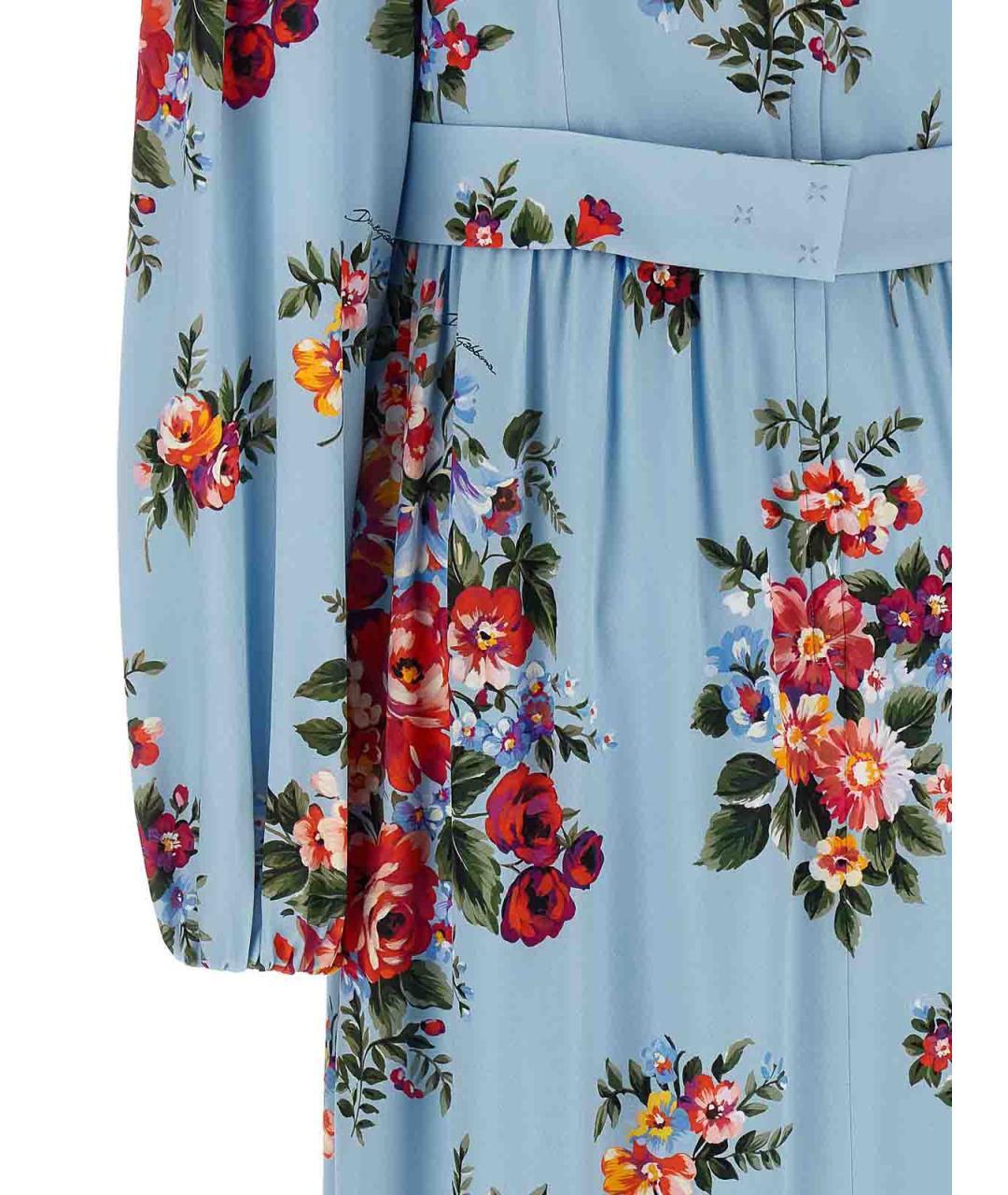DOLCE&GABBANA Голубое шелковое коктейльное платье, фото 4
