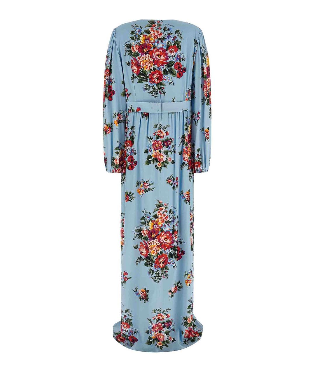 DOLCE&GABBANA Голубое шелковое коктейльное платье, фото 2