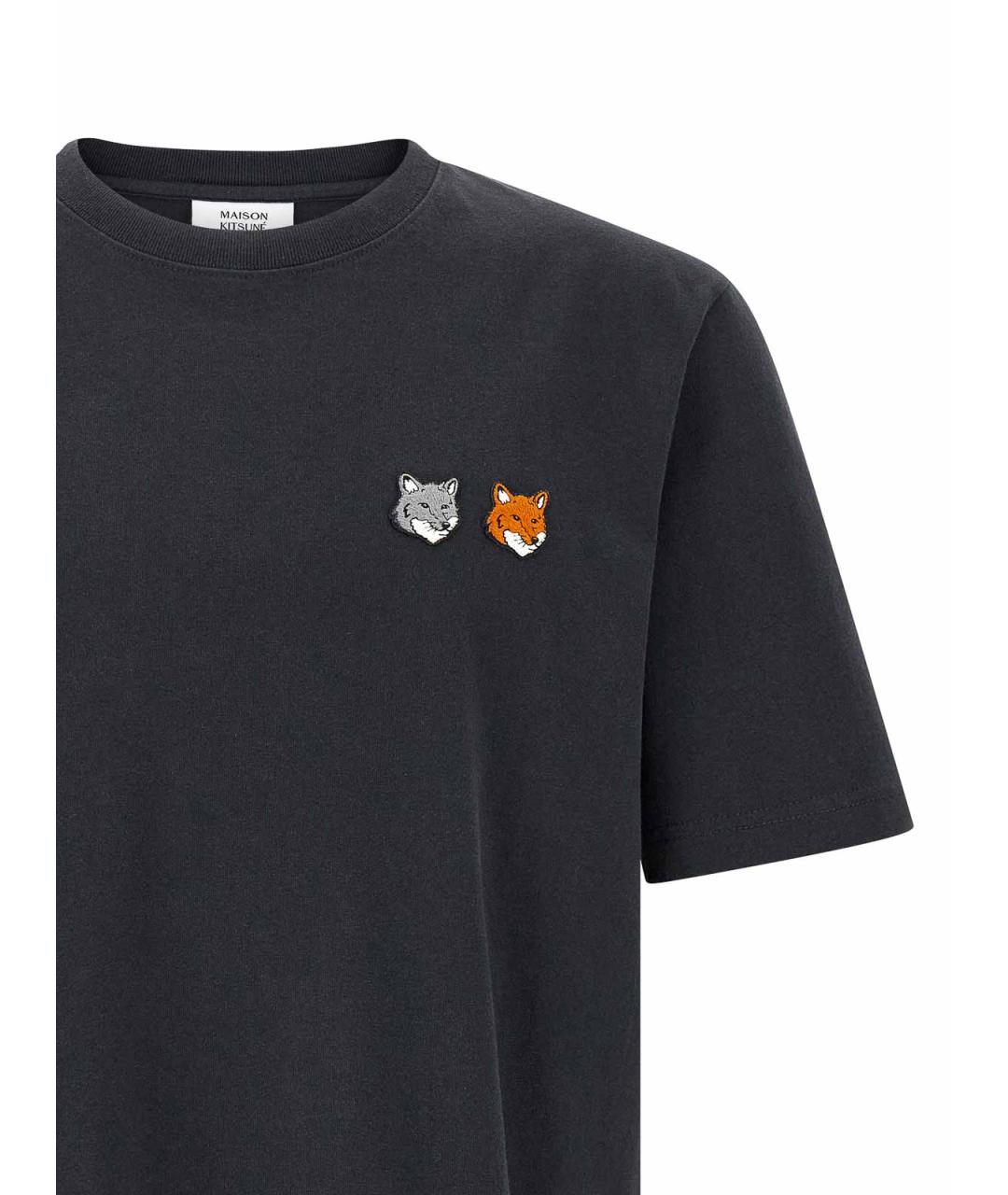 MAISON KITSUNE Серая хлопковая футболка, фото 3