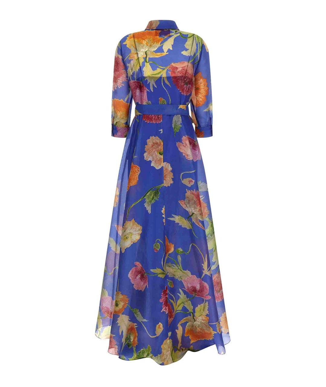 CAROLINA HERRERA Синее шелковое платье, фото 2