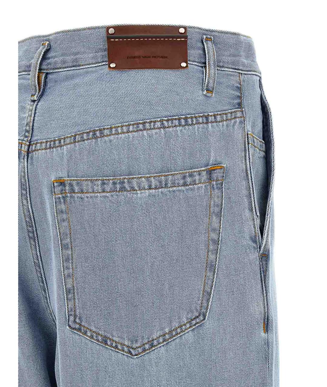 DRIES VAN NOTEN Голубые хлопковые прямые джинсы, фото 4