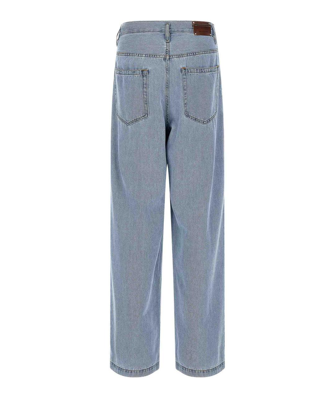 DRIES VAN NOTEN Голубые хлопковые прямые джинсы, фото 2