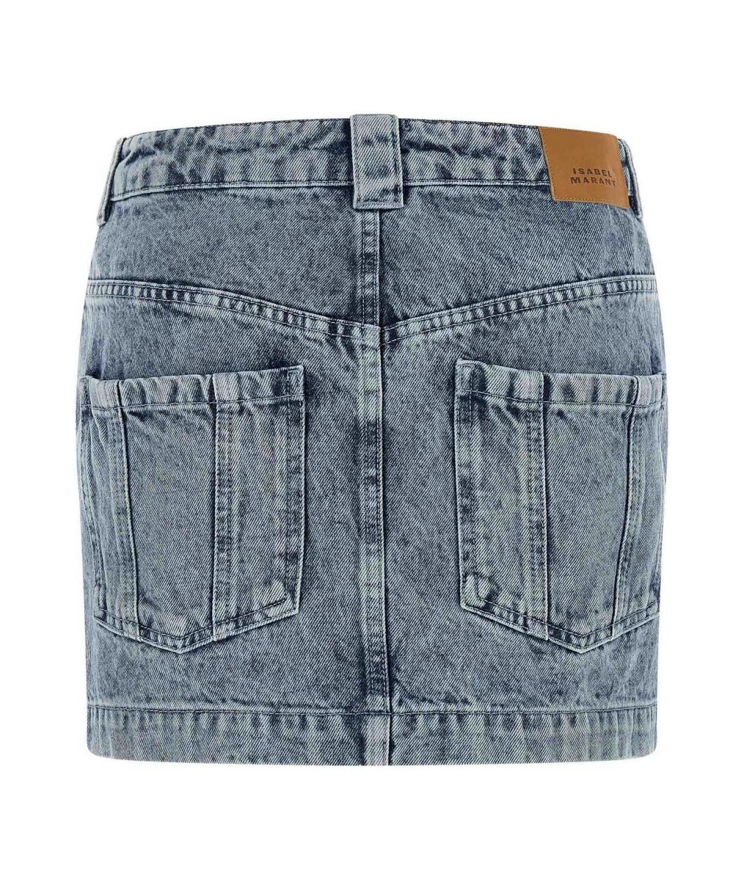 ISABEL MARANT Голубая хлопковая юбка мини, фото 2