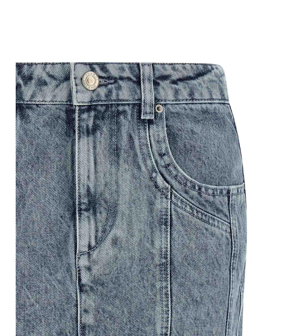 ISABEL MARANT Голубая хлопковая юбка мини, фото 3