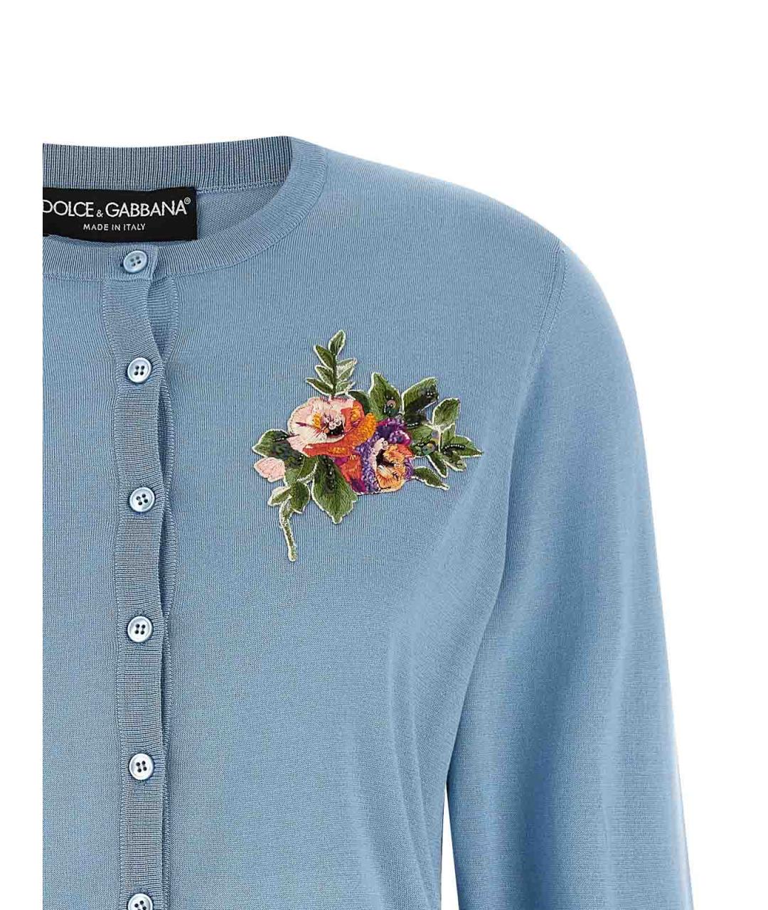 DOLCE&GABBANA Голубой шелковый кардиган, фото 3
