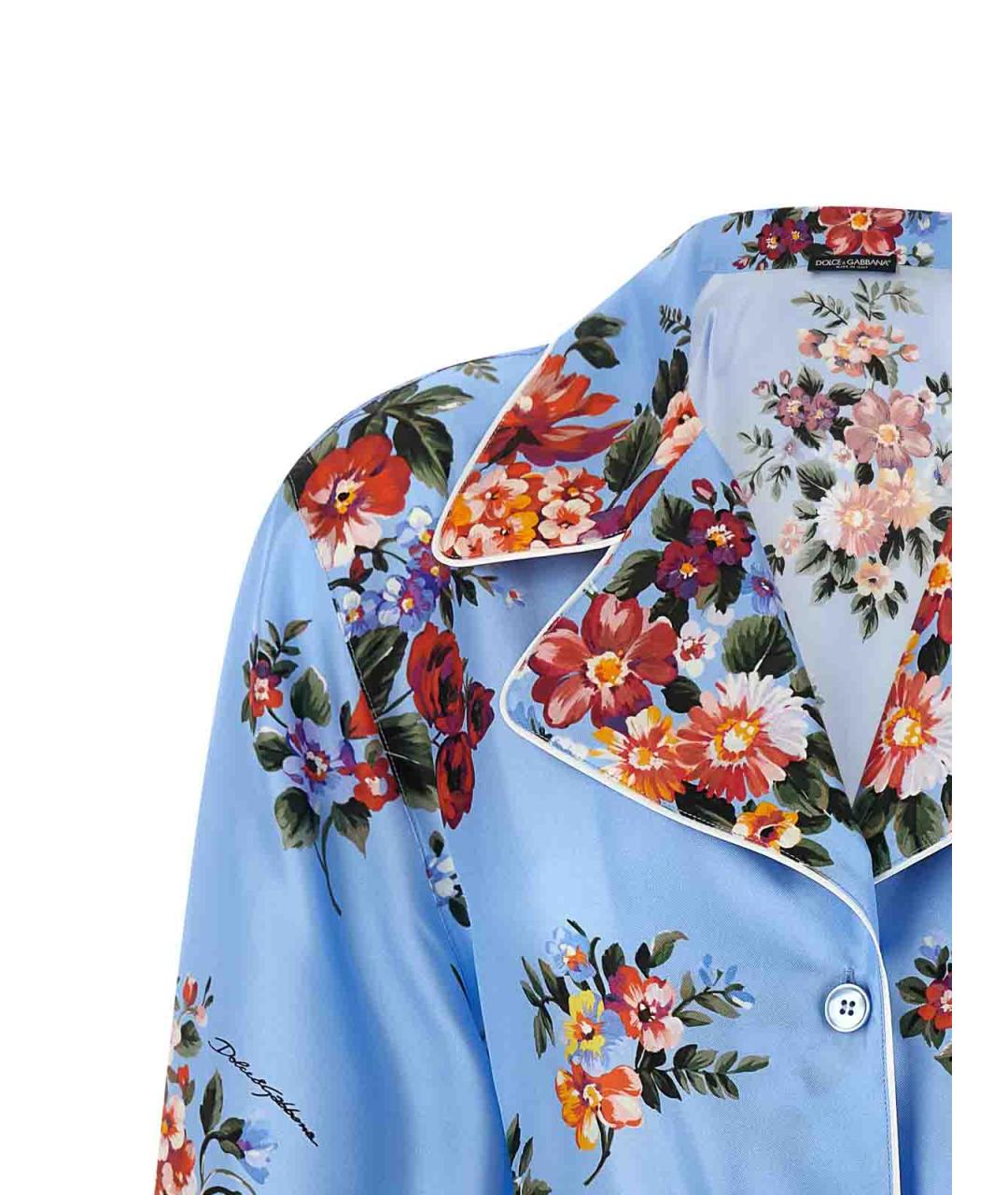 DOLCE&GABBANA Голубая шелковая рубашка, фото 3