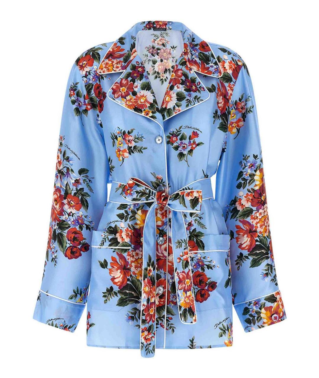 DOLCE&GABBANA Голубая шелковая рубашка, фото 1