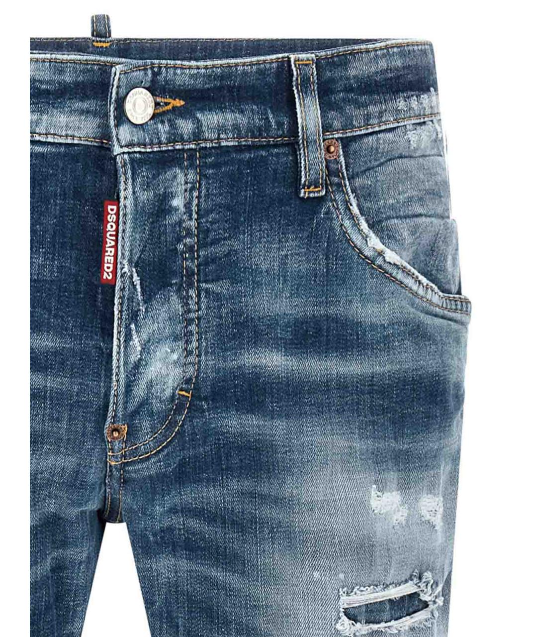 DSQUARED2 Синие хлопковые прямые джинсы, фото 3