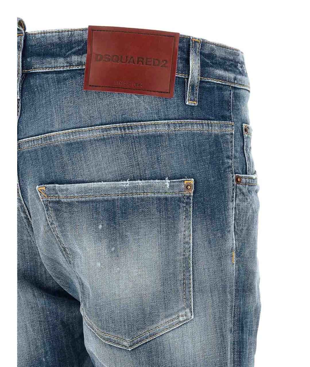 DSQUARED2 Синие хлопковые прямые джинсы, фото 4