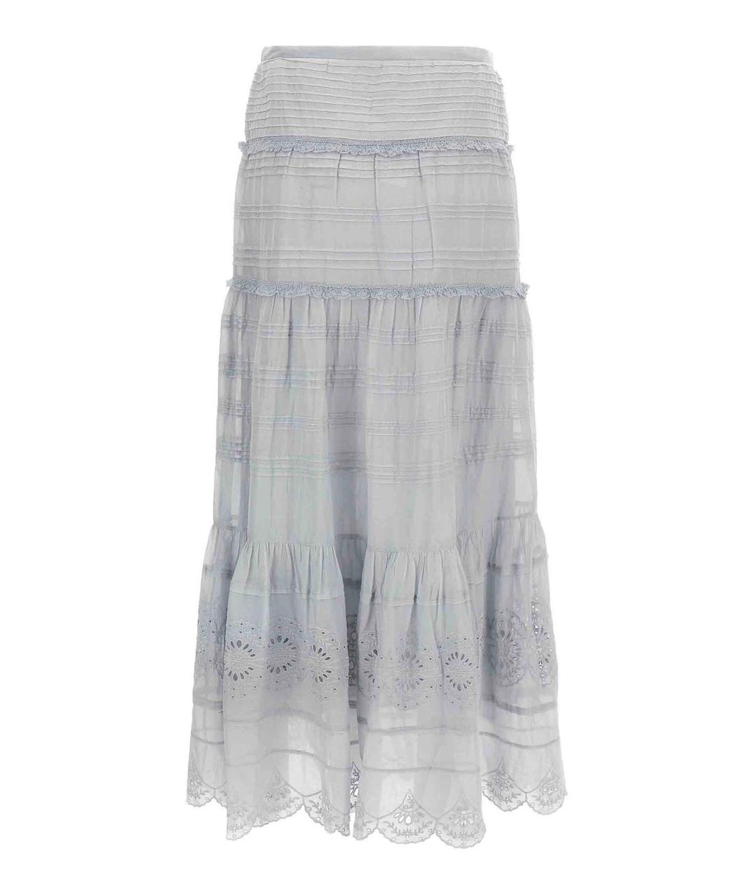 ISABEL MARANT Голубая хлопковая юбка макси, фото 2