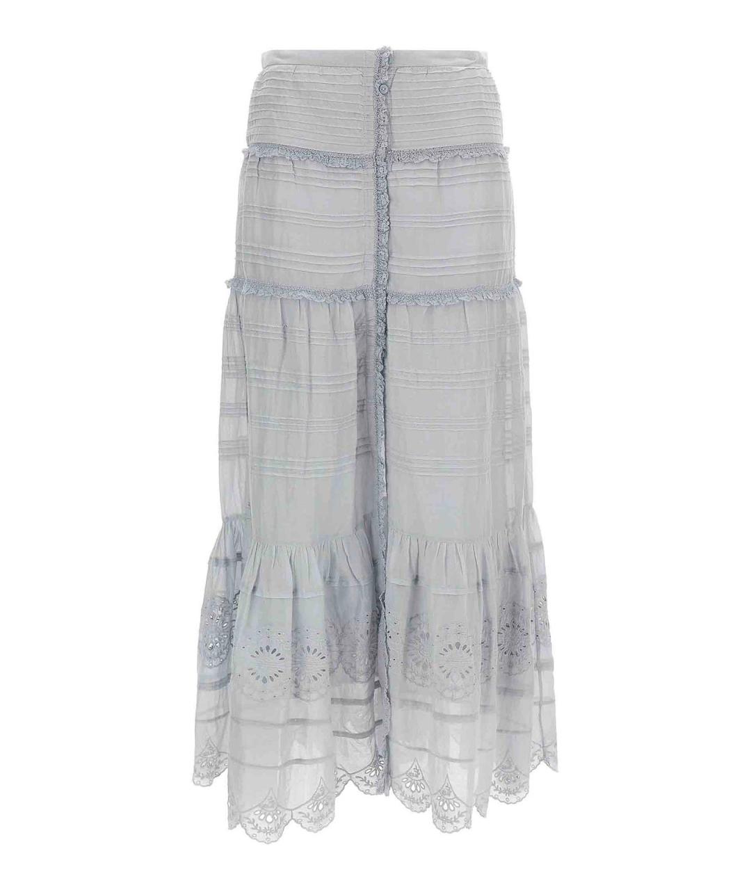 ISABEL MARANT Голубая хлопковая юбка макси, фото 1