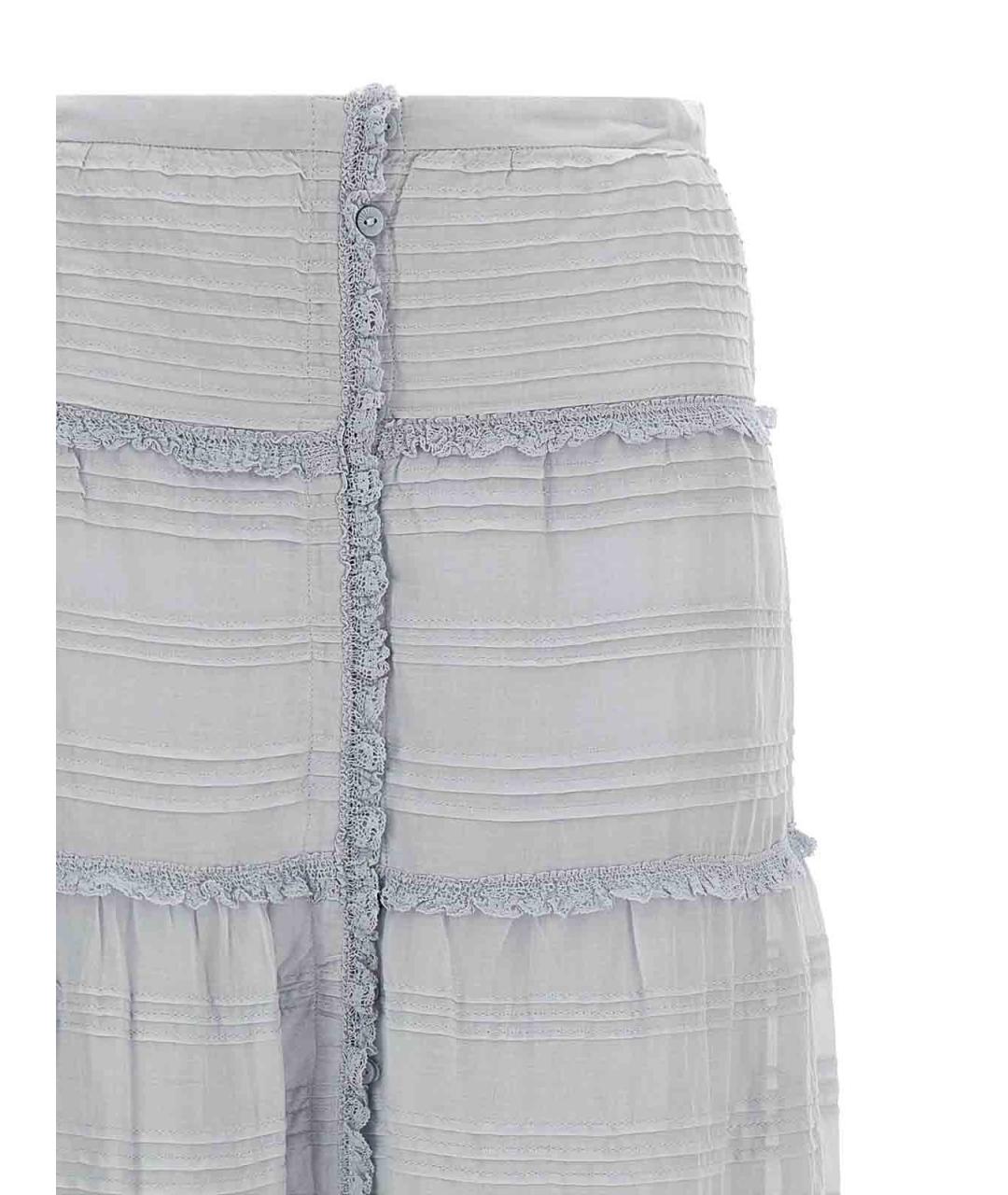 ISABEL MARANT Голубая хлопковая юбка макси, фото 3