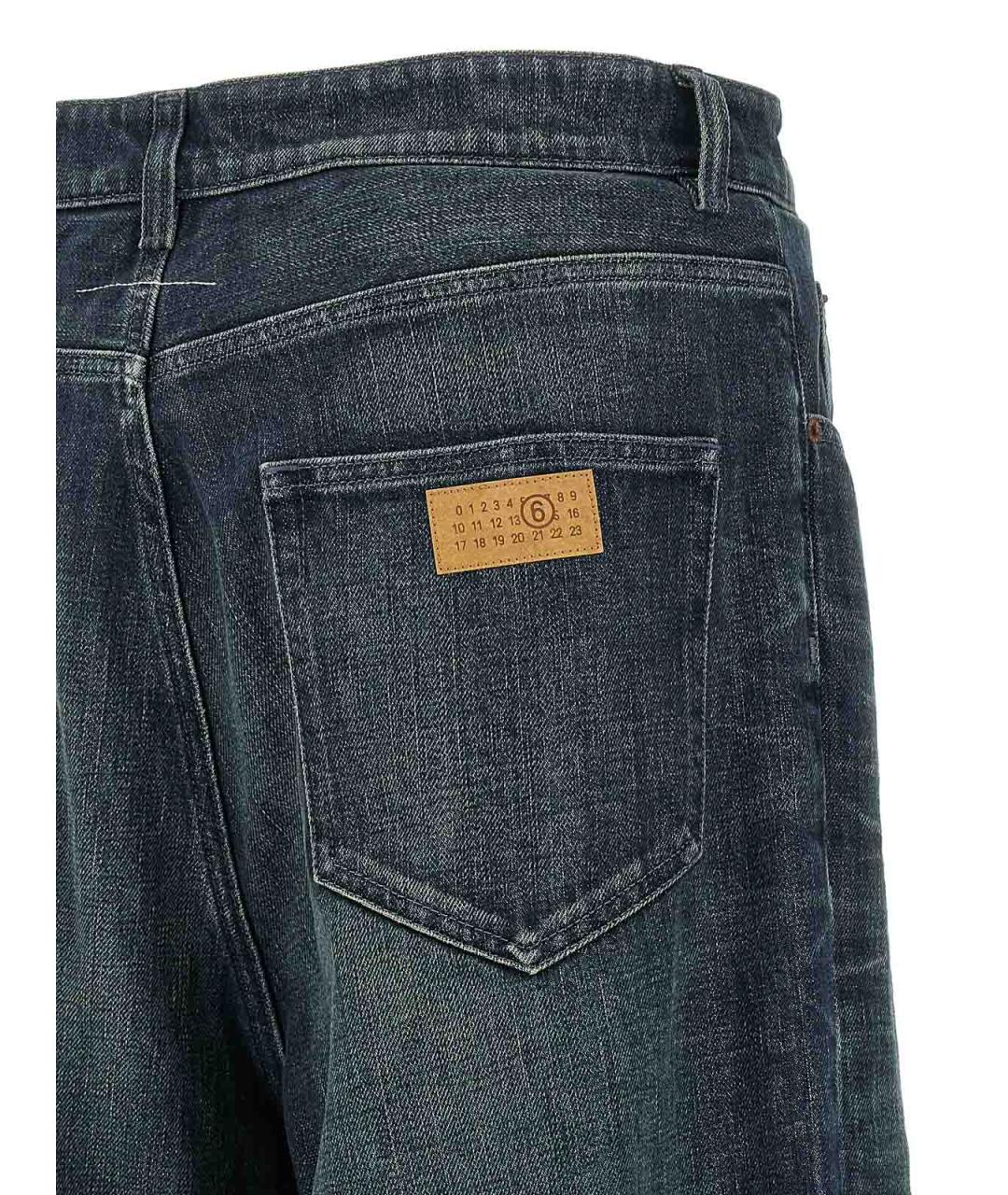 MM6 MAISON MARGIELA Темно-синие хлопковые прямые джинсы, фото 4
