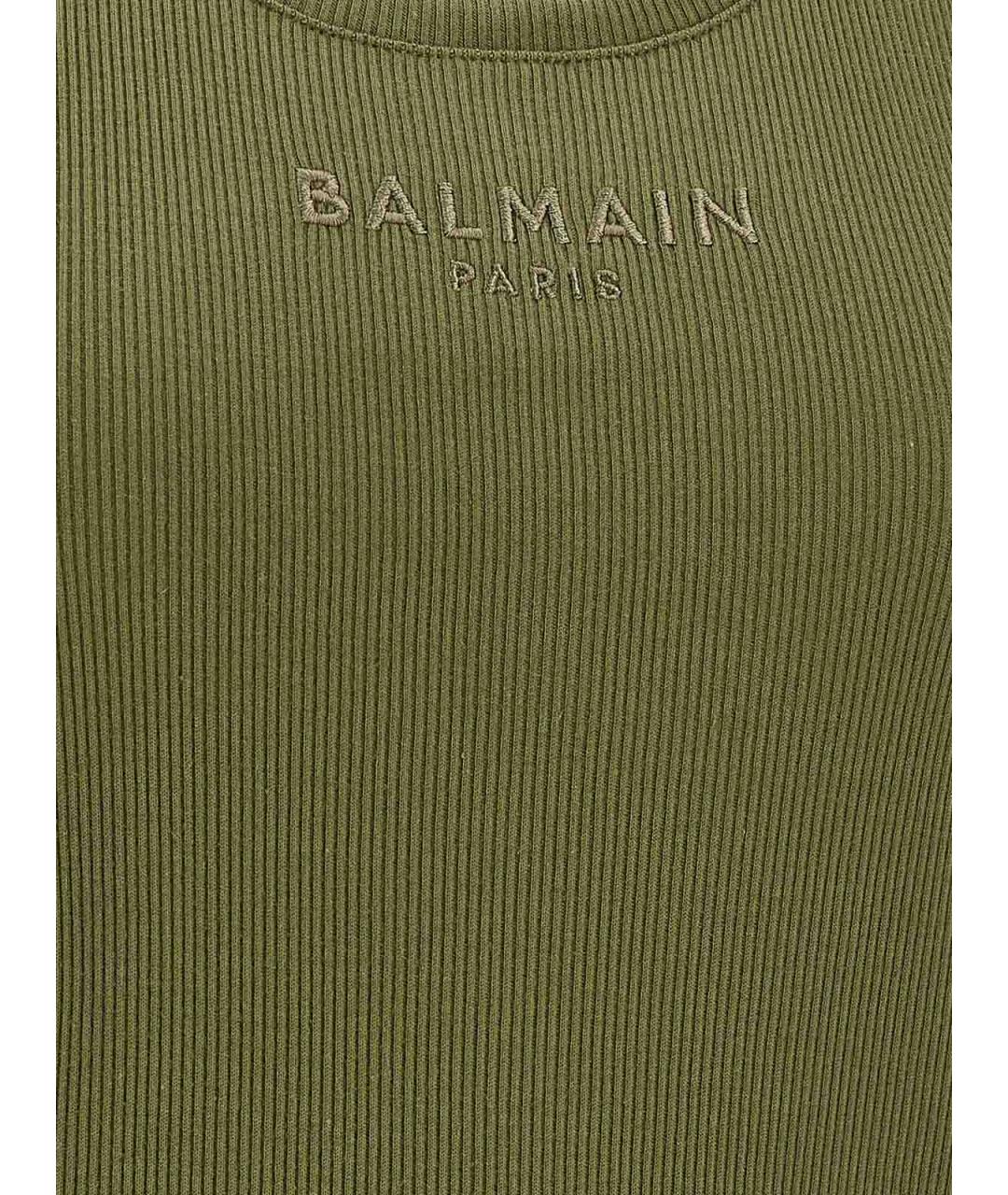 BALMAIN Зеленая хлопковая майка, фото 4