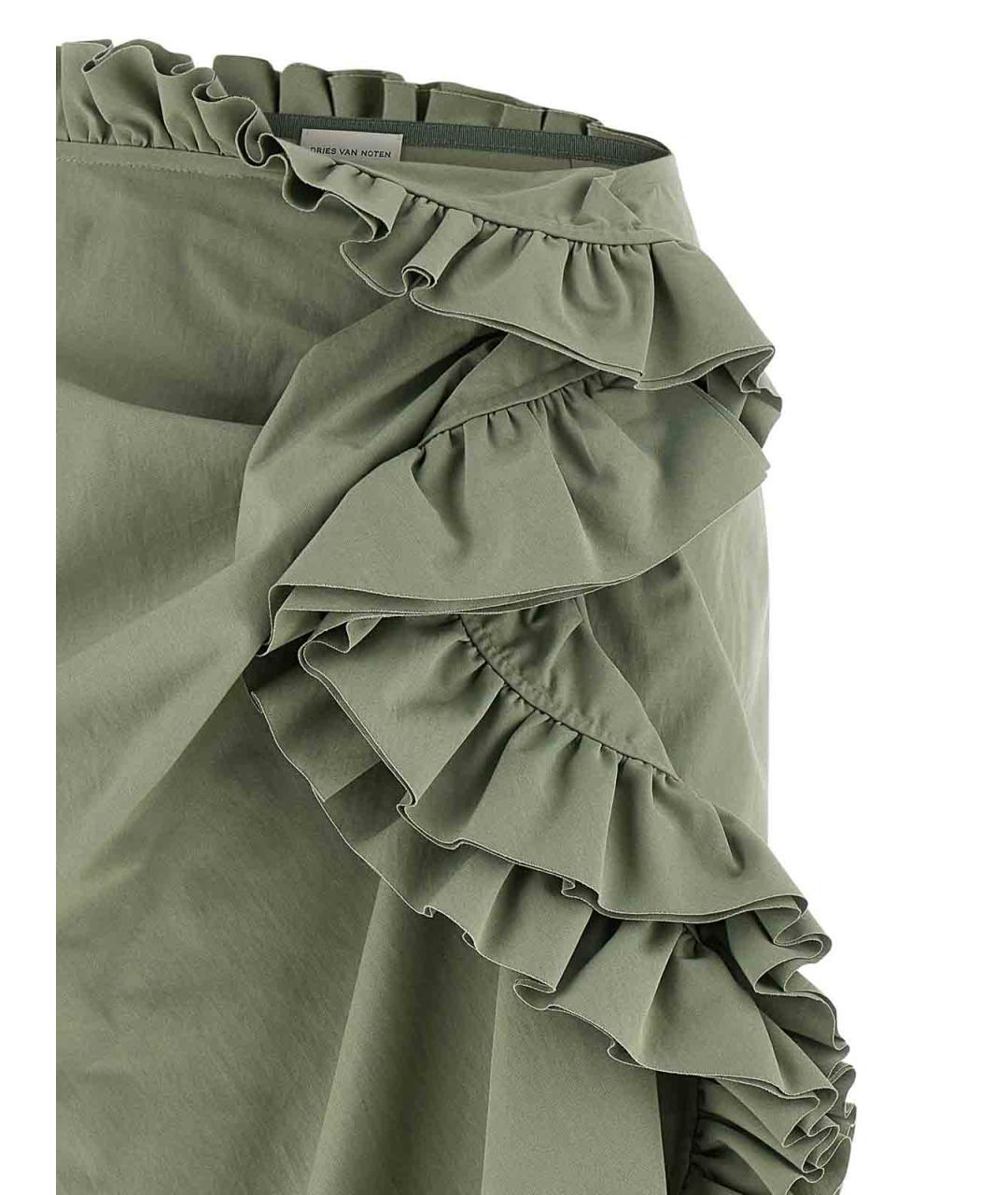 DRIES VAN NOTEN Зеленая хлопковая юбка миди, фото 3