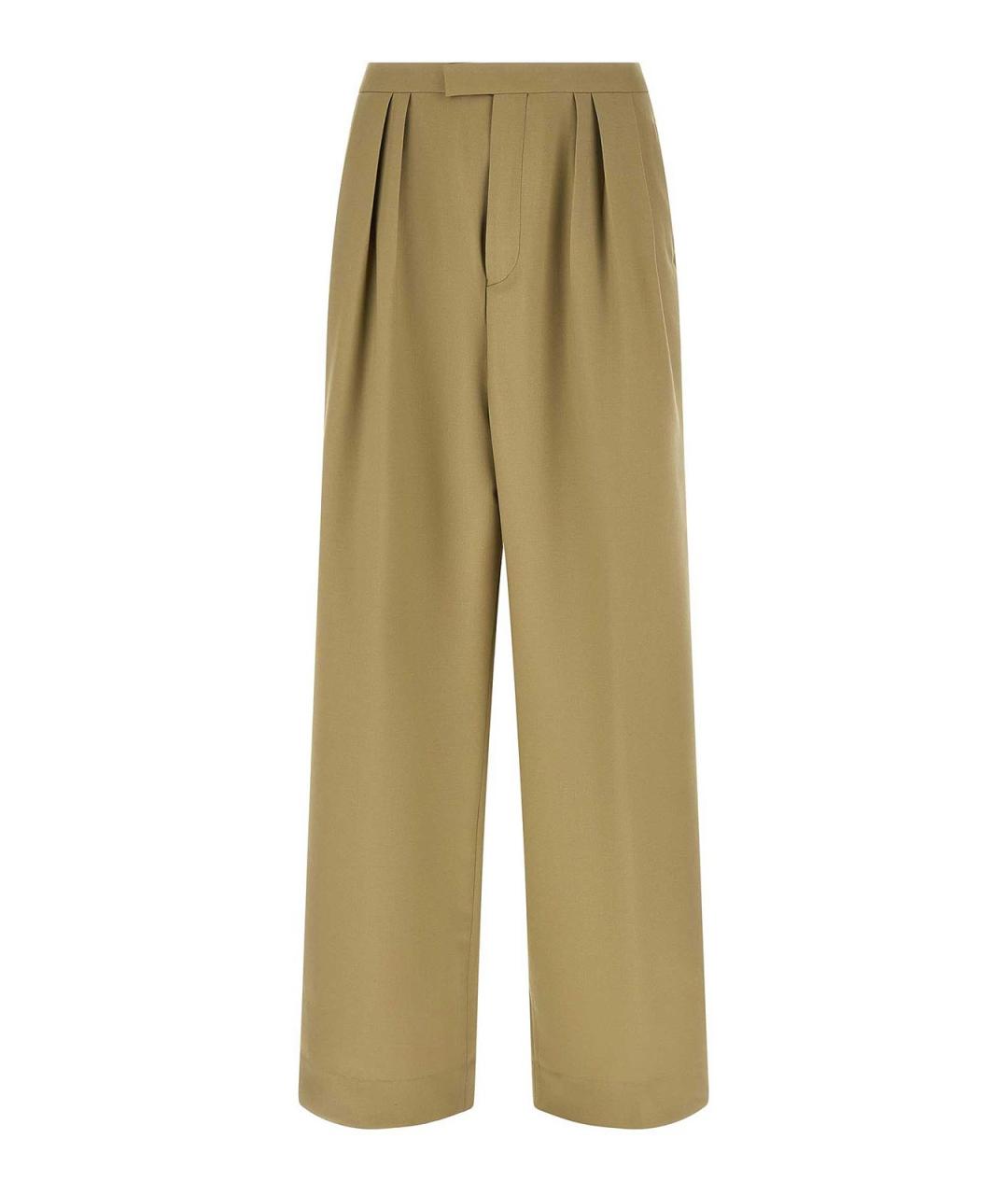 DRIES VAN NOTEN Бежевые шерстяные повседневные брюки, фото 1