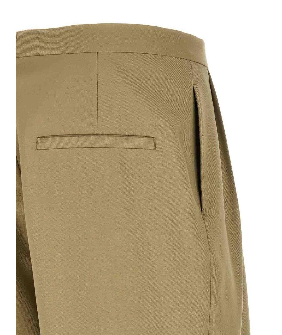 DRIES VAN NOTEN Бежевые шерстяные повседневные брюки, фото 4