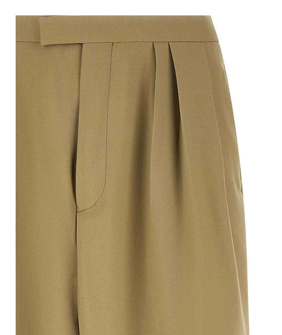 DRIES VAN NOTEN Бежевые шерстяные повседневные брюки, фото 3
