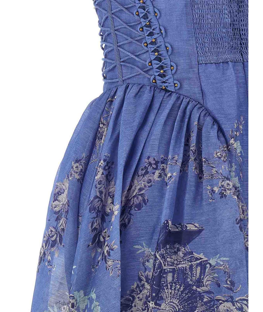 ZIMMERMANN Синее льняное коктейльное платье, фото 4