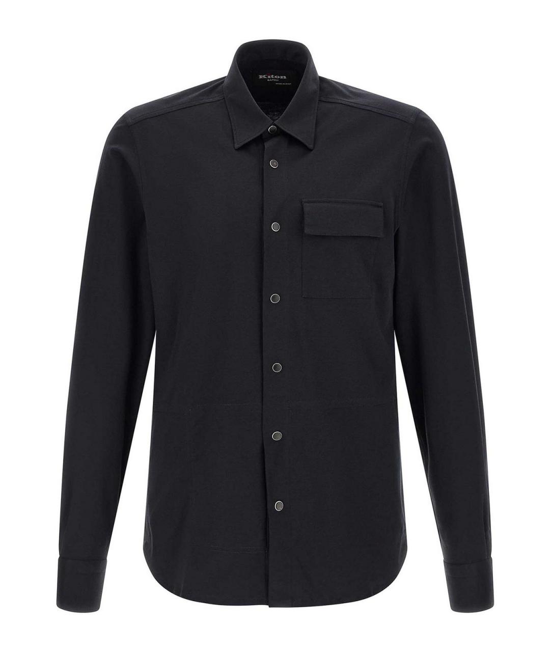 KITON Синяя хлопковая классическая рубашка, фото 1