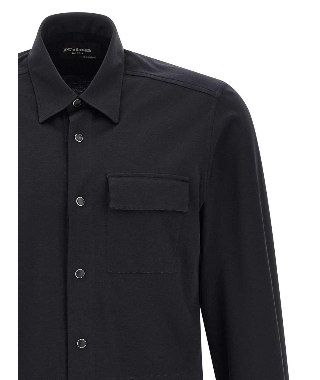 KITON Синяя хлопковая классическая рубашка, фото 3