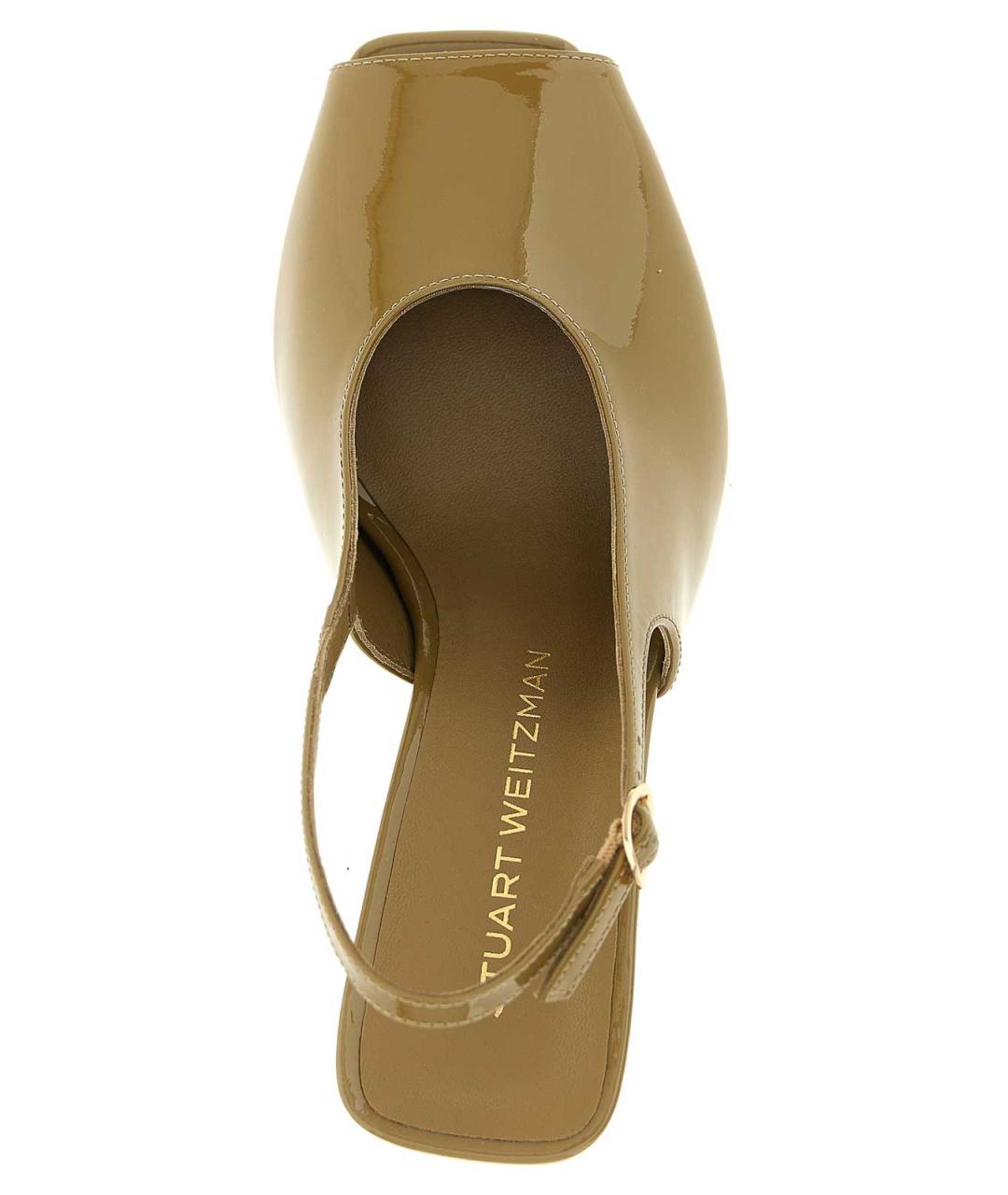 STUART WEITZMAN Зеленые кожаные мюли, фото 4