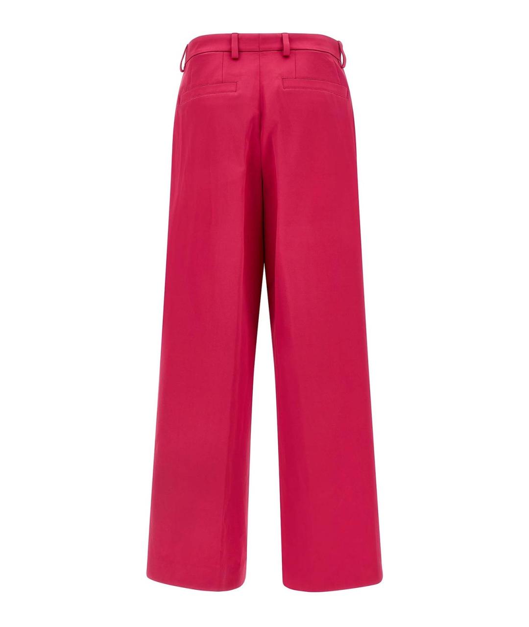 DRIES VAN NOTEN Розовые шелковые прямые брюки, фото 2