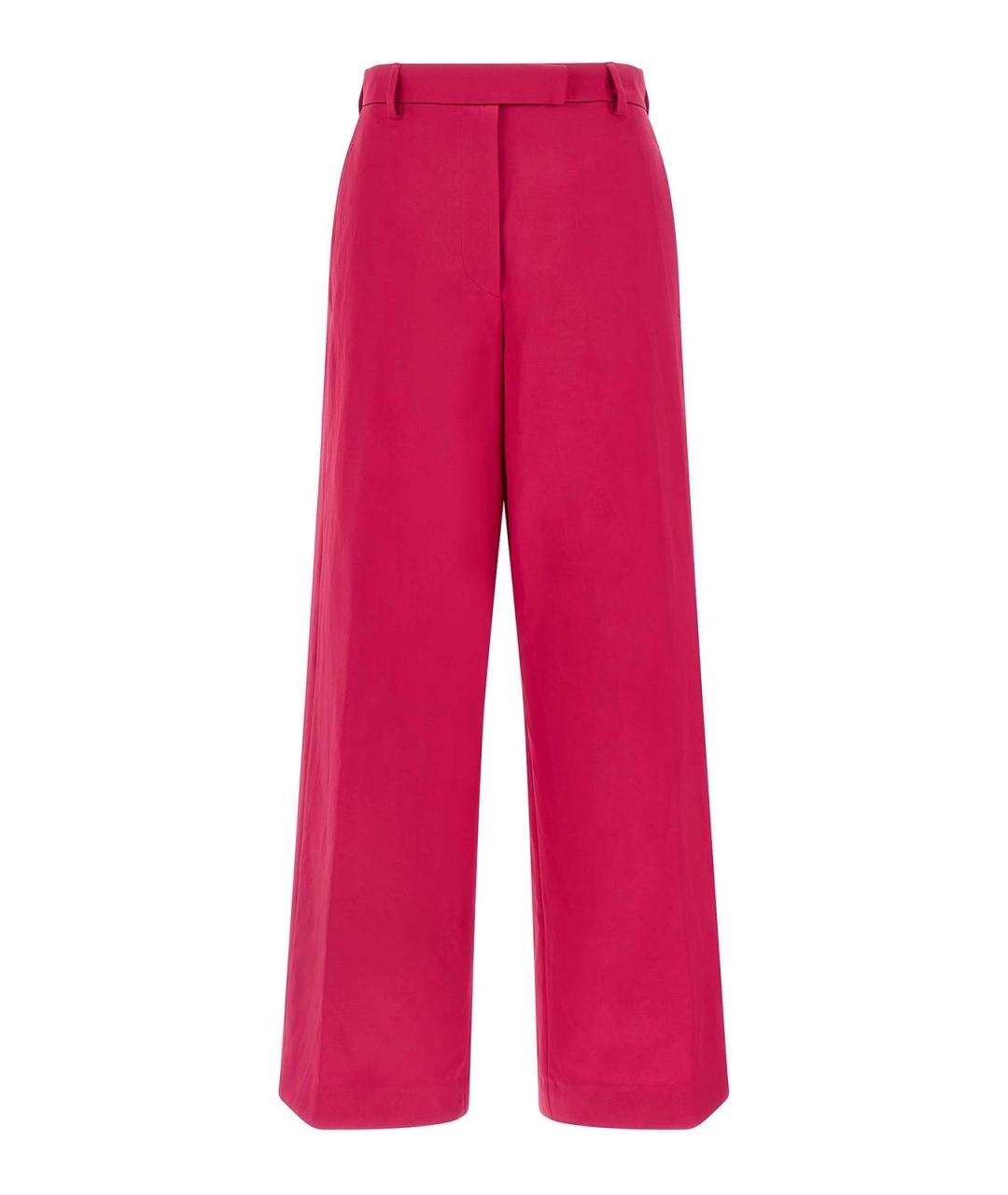 DRIES VAN NOTEN Розовые шелковые прямые брюки, фото 1