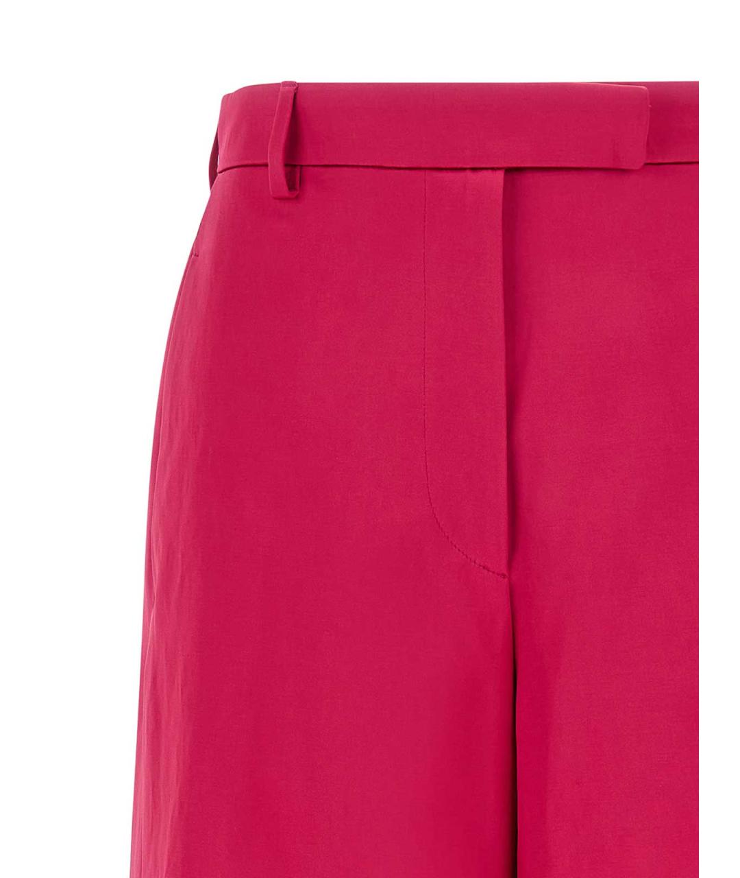 DRIES VAN NOTEN Розовые шелковые прямые брюки, фото 3