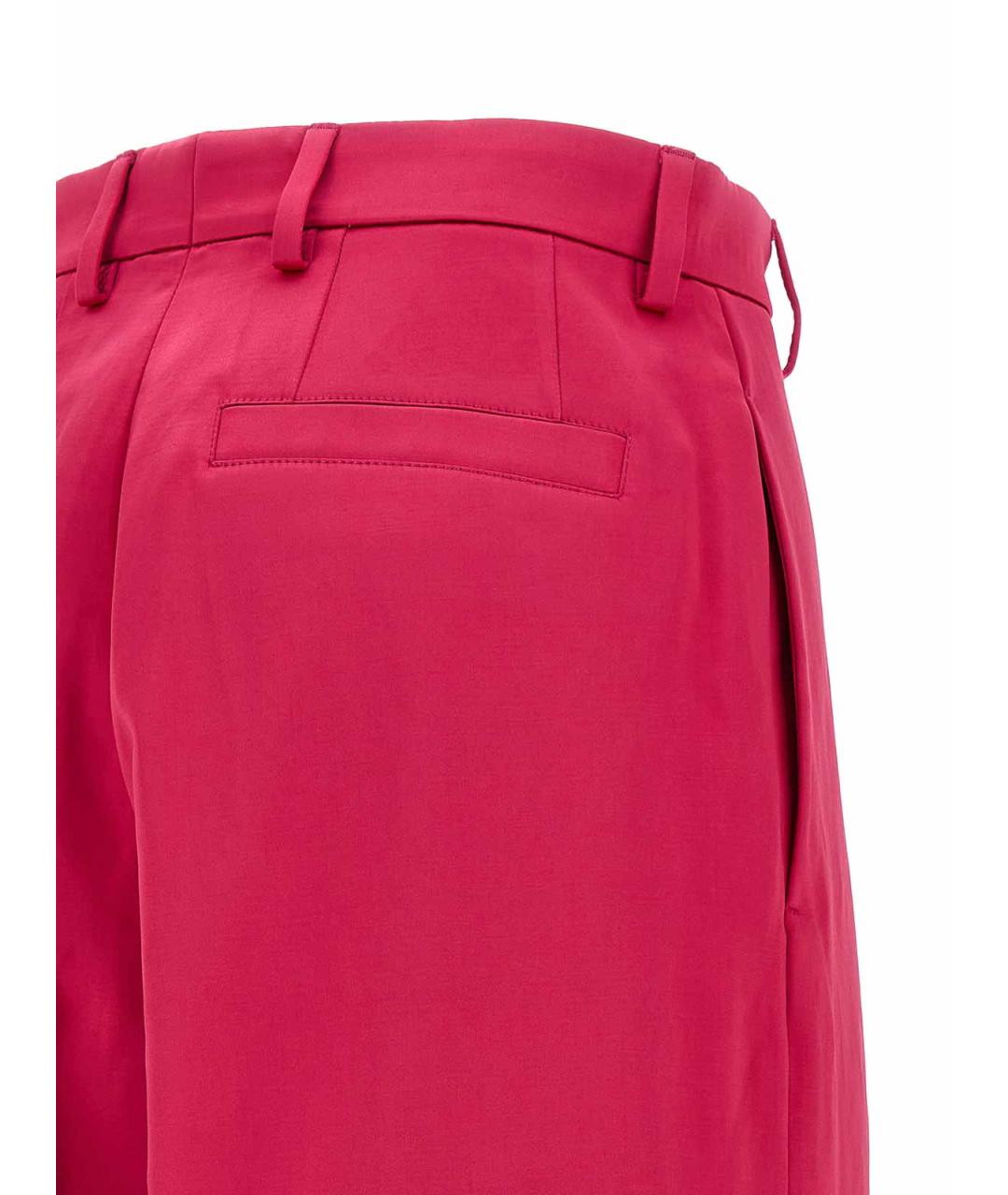 DRIES VAN NOTEN Розовые шелковые прямые брюки, фото 4