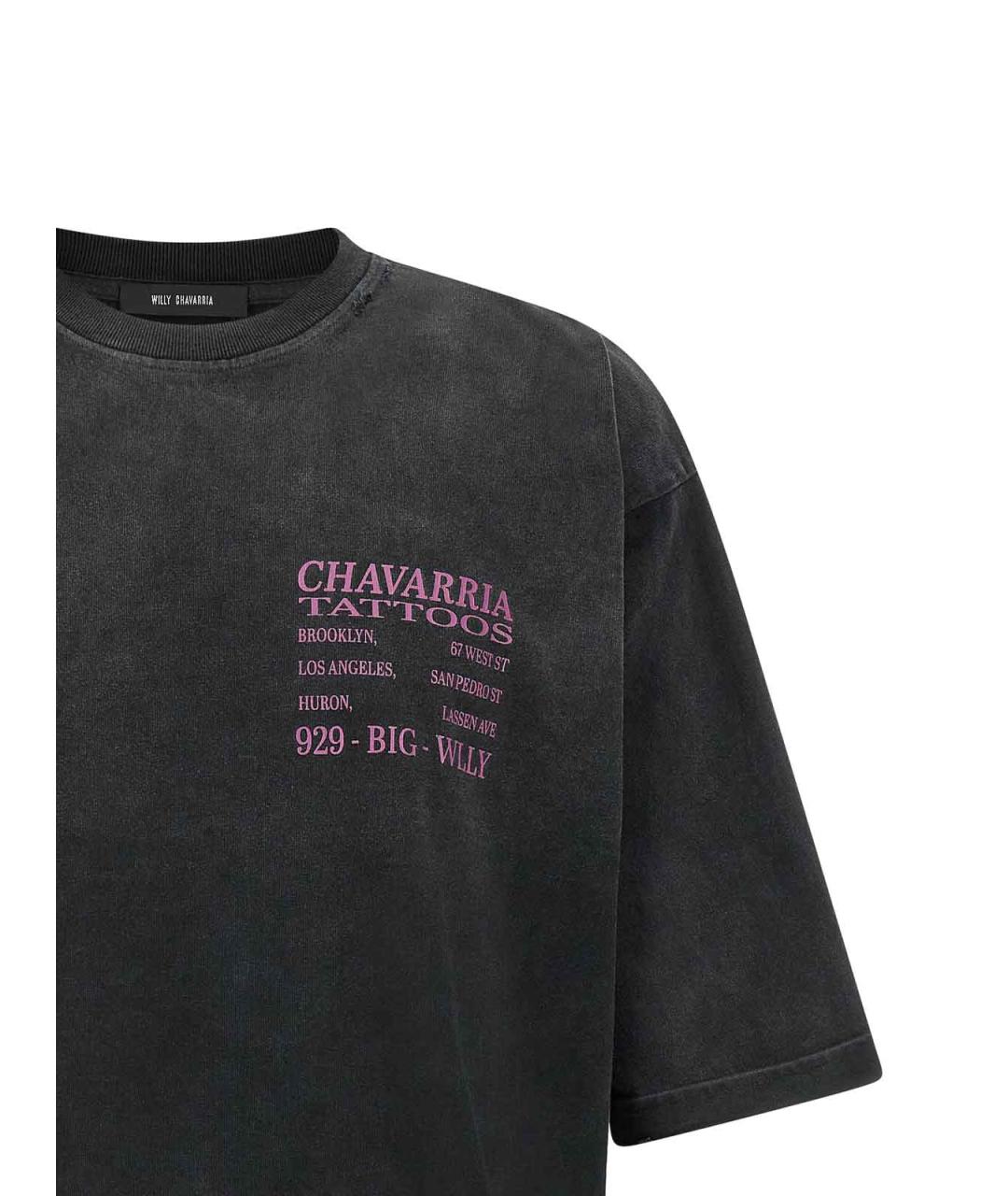 WILLY CHAVARRIA Черная хлопковая футболка, фото 3