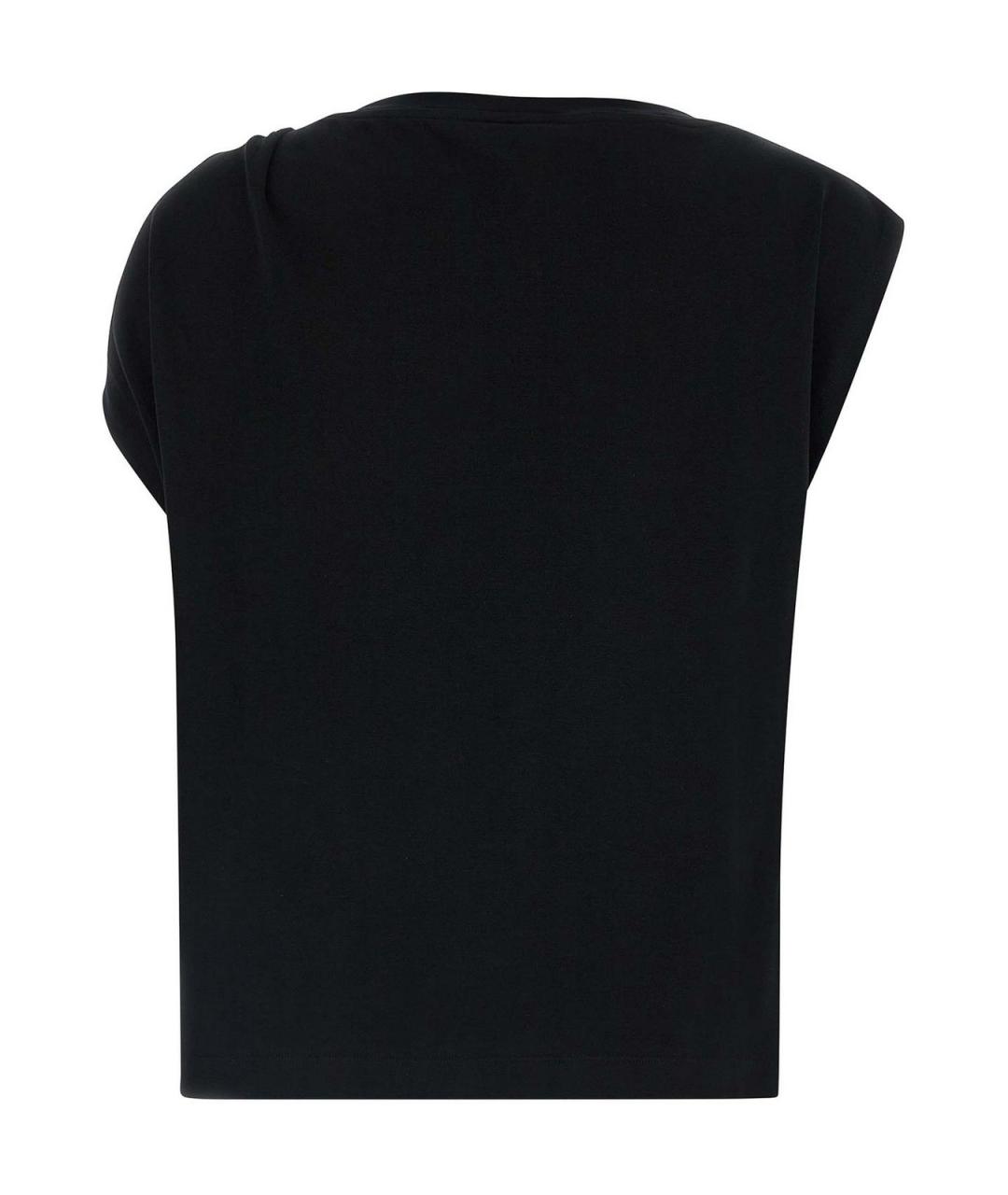 PINKO Черная хлопко-эластановая майка, фото 2