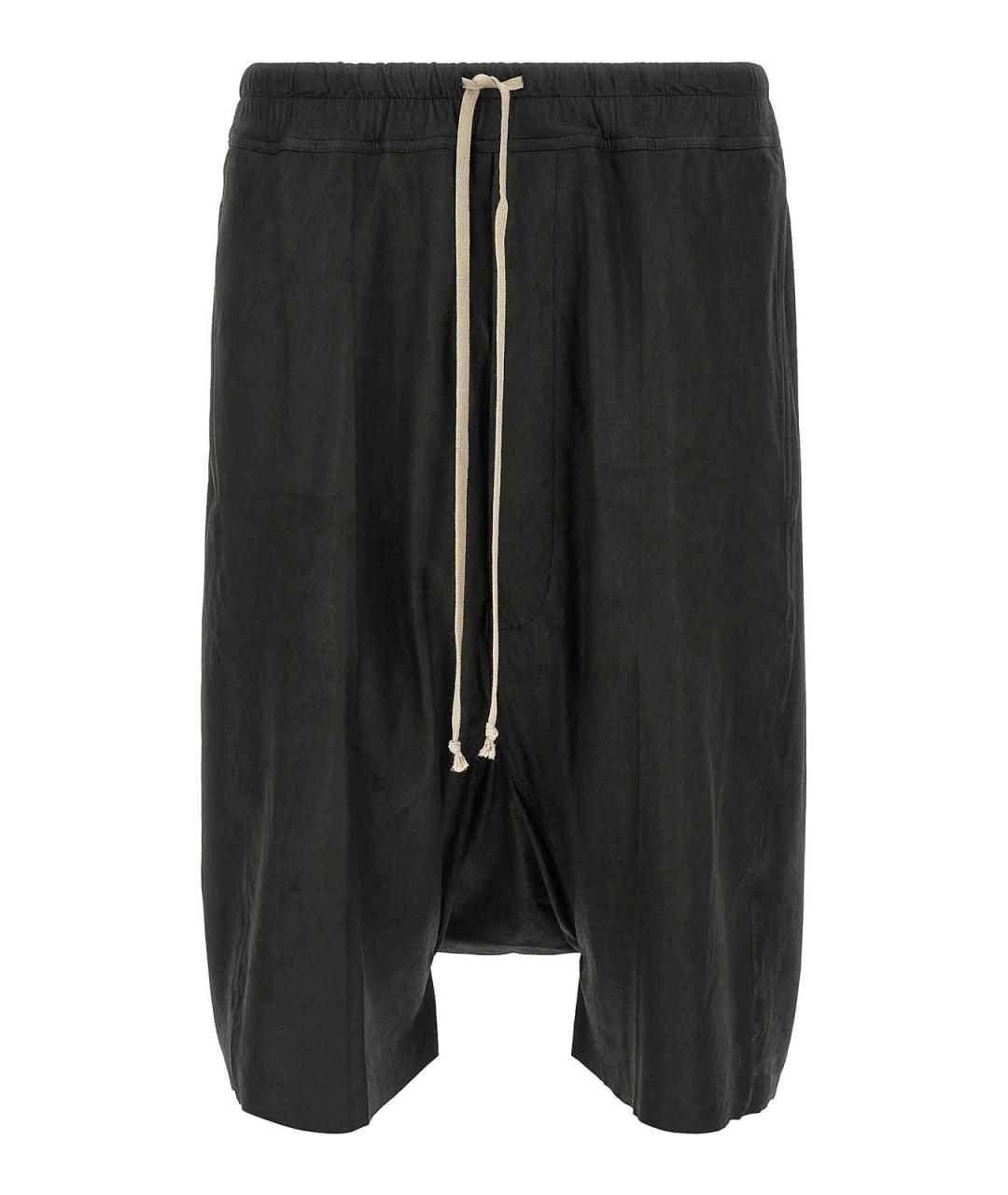 RICK OWENS Черные кожаные шорты, фото 1