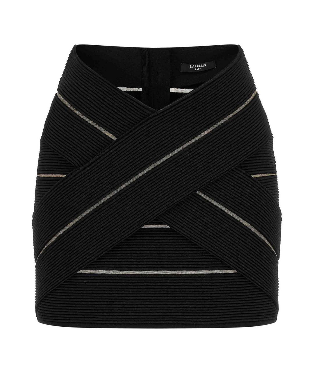 BALMAIN Черная вискозная юбка мини, фото 1