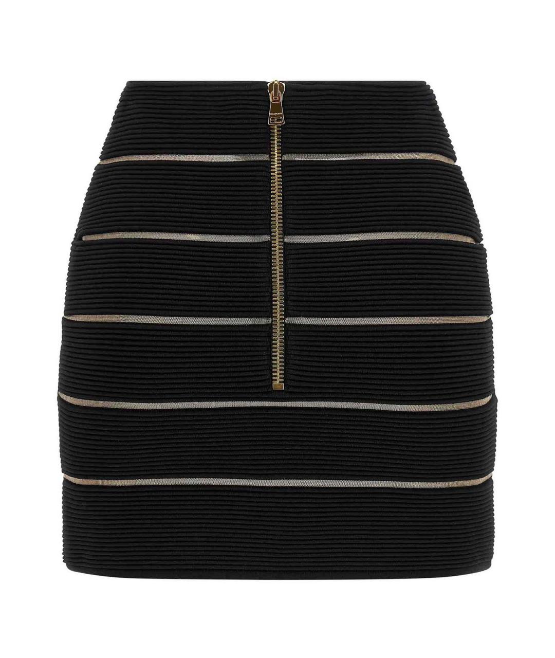 BALMAIN Черная вискозная юбка мини, фото 2