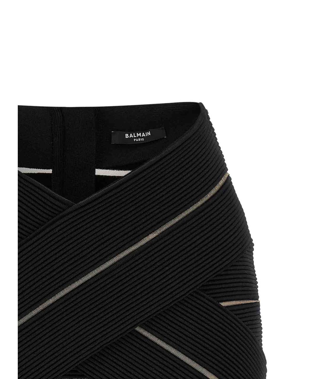 BALMAIN Черная вискозная юбка мини, фото 3