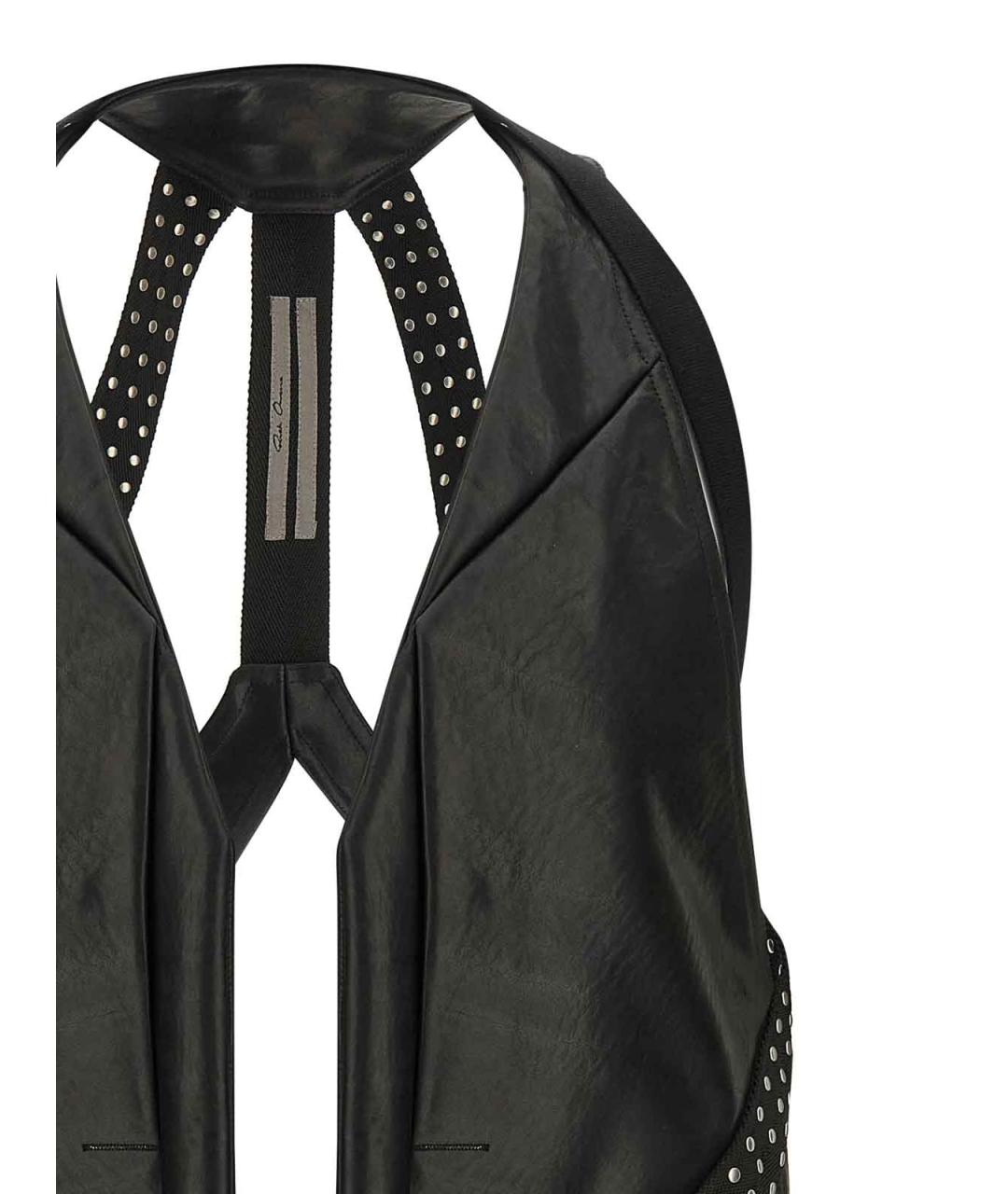 RICK OWENS Черный кожаный жилет, фото 3