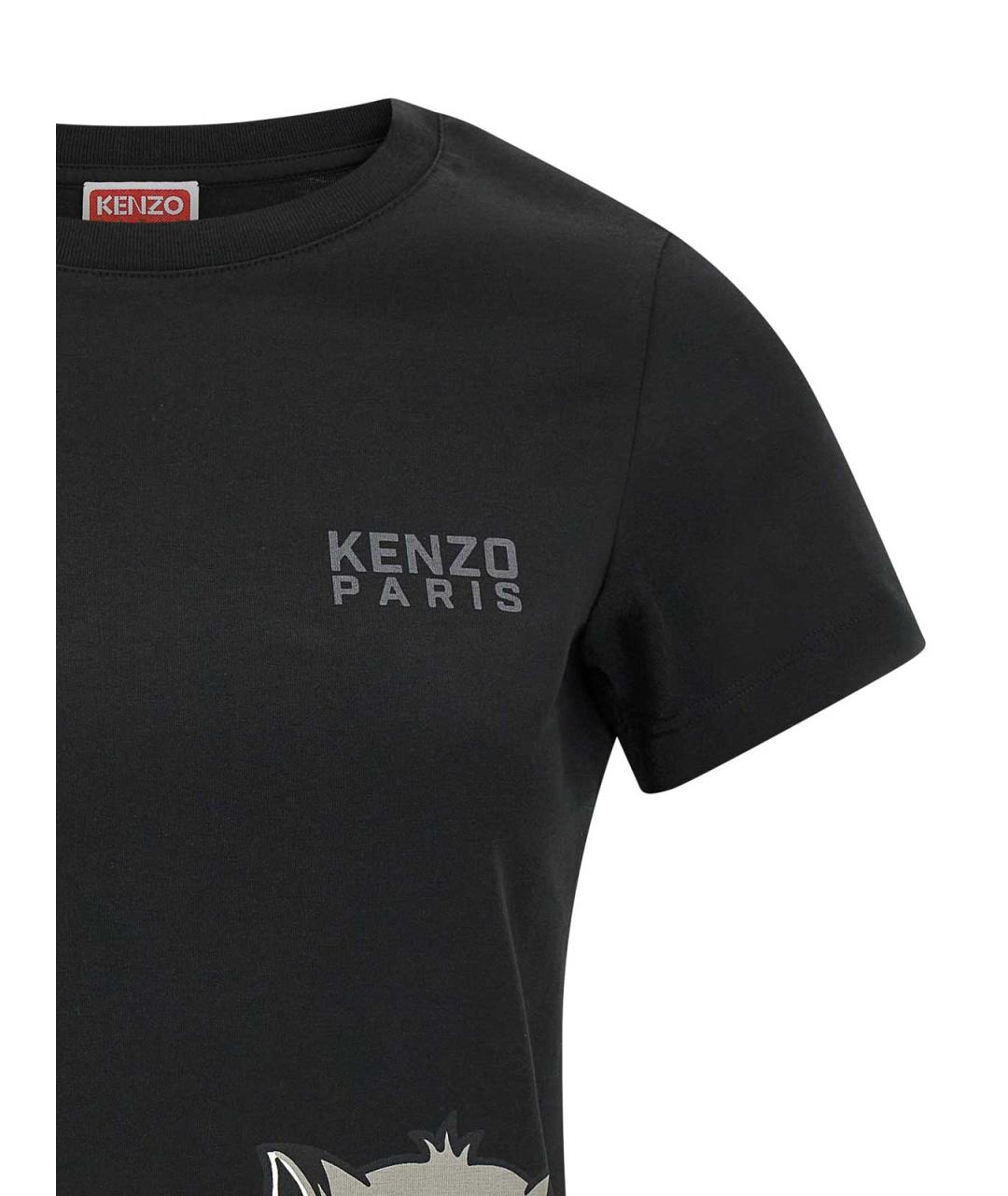 KENZO Черная хлопковая футболка, фото 3
