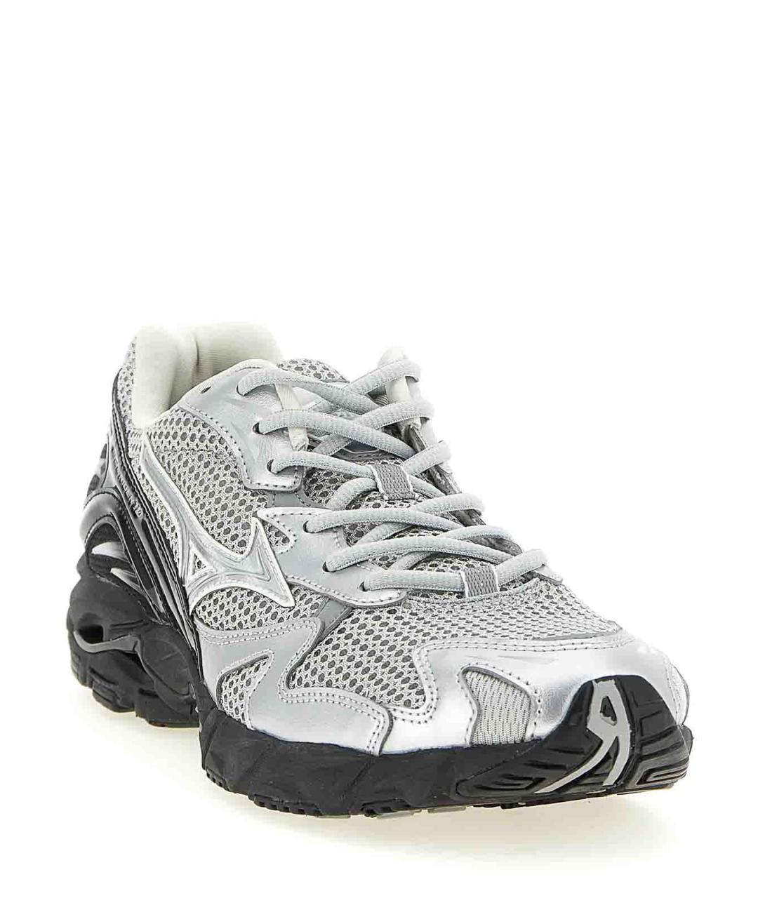 MIZUNO Серебряные кожаные низкие кроссовки / кеды, фото 2