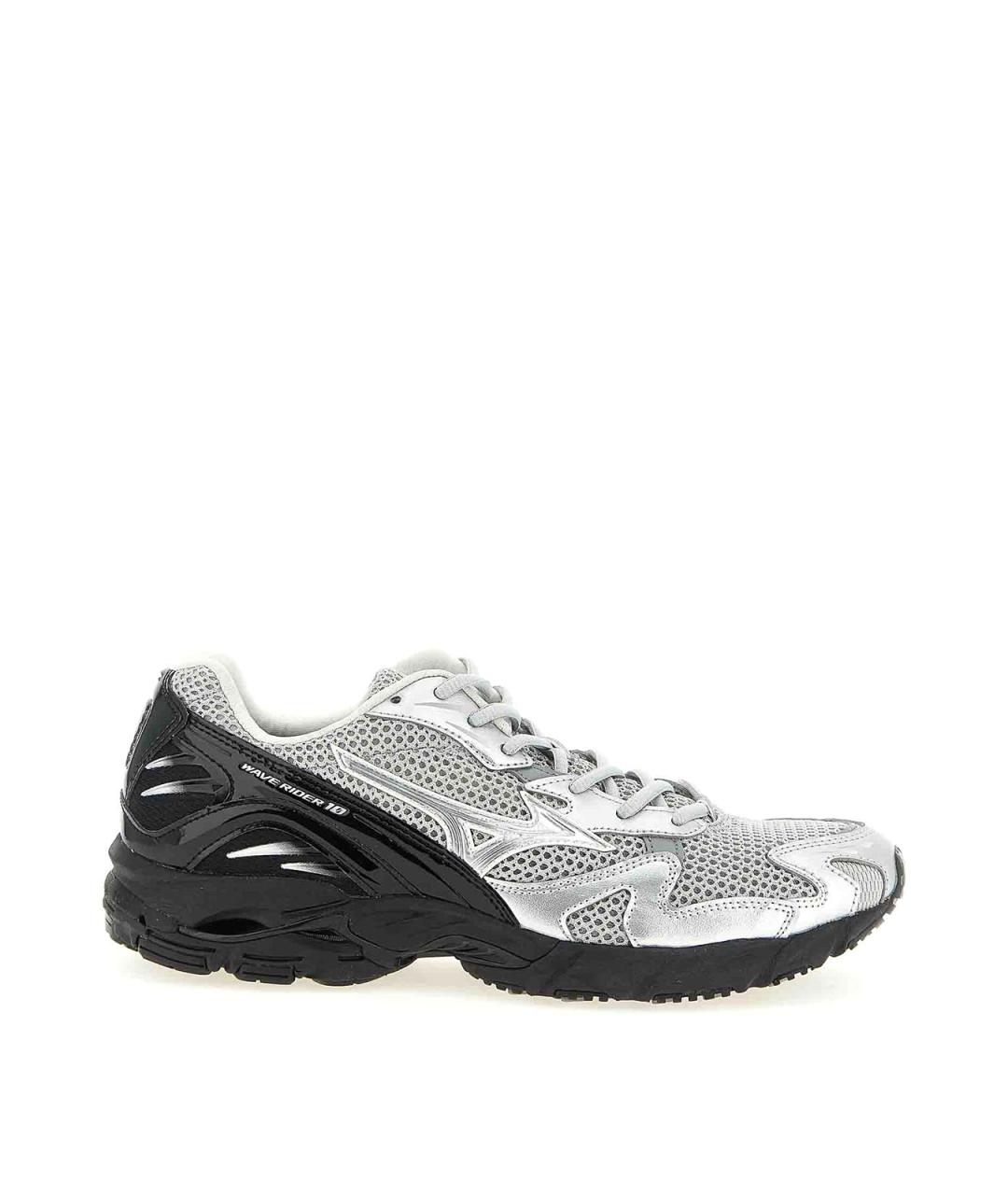MIZUNO Серебряные кожаные низкие кроссовки / кеды, фото 1