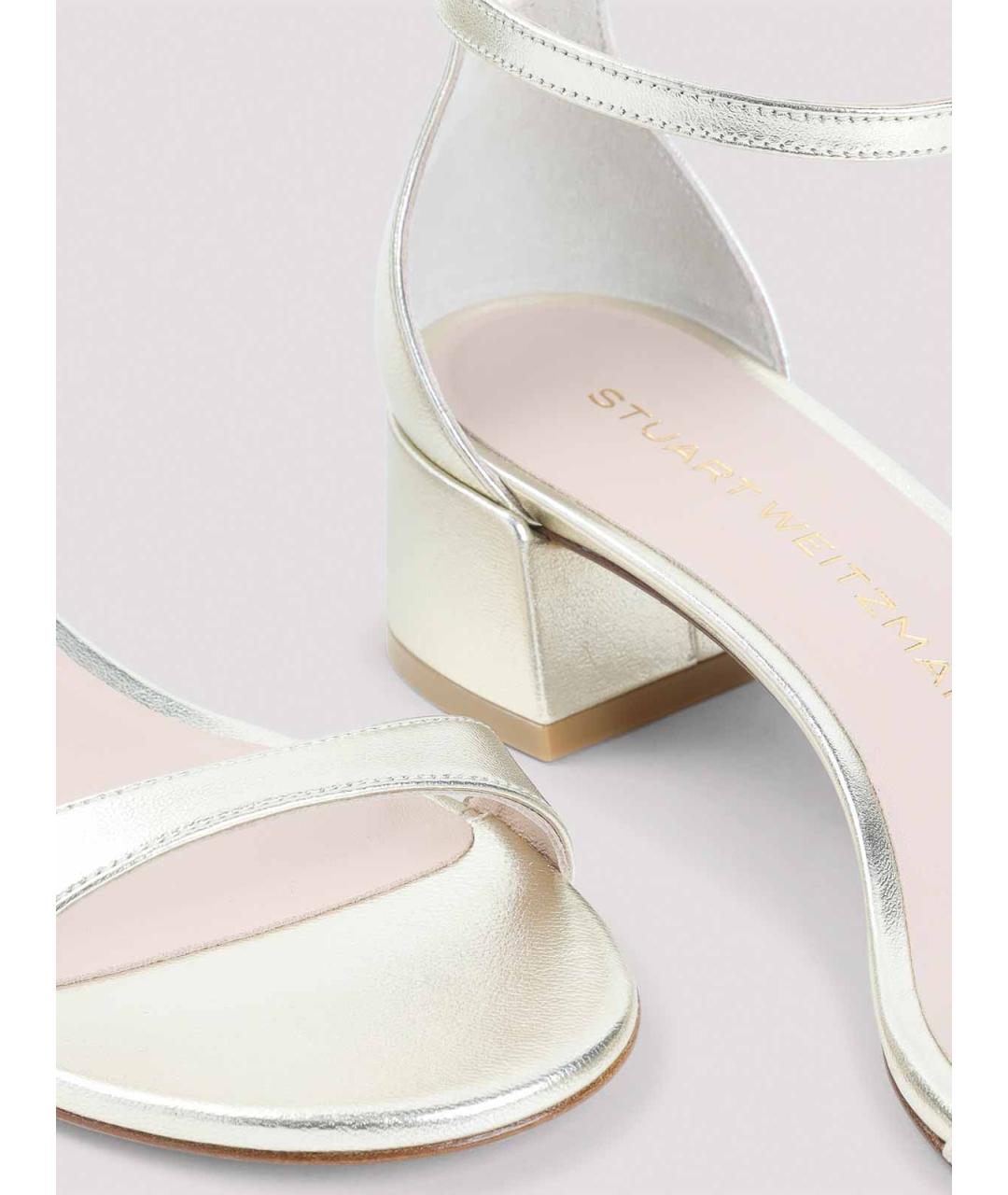 STUART WEITZMAN Серебряные кожаные босоножки, фото 4