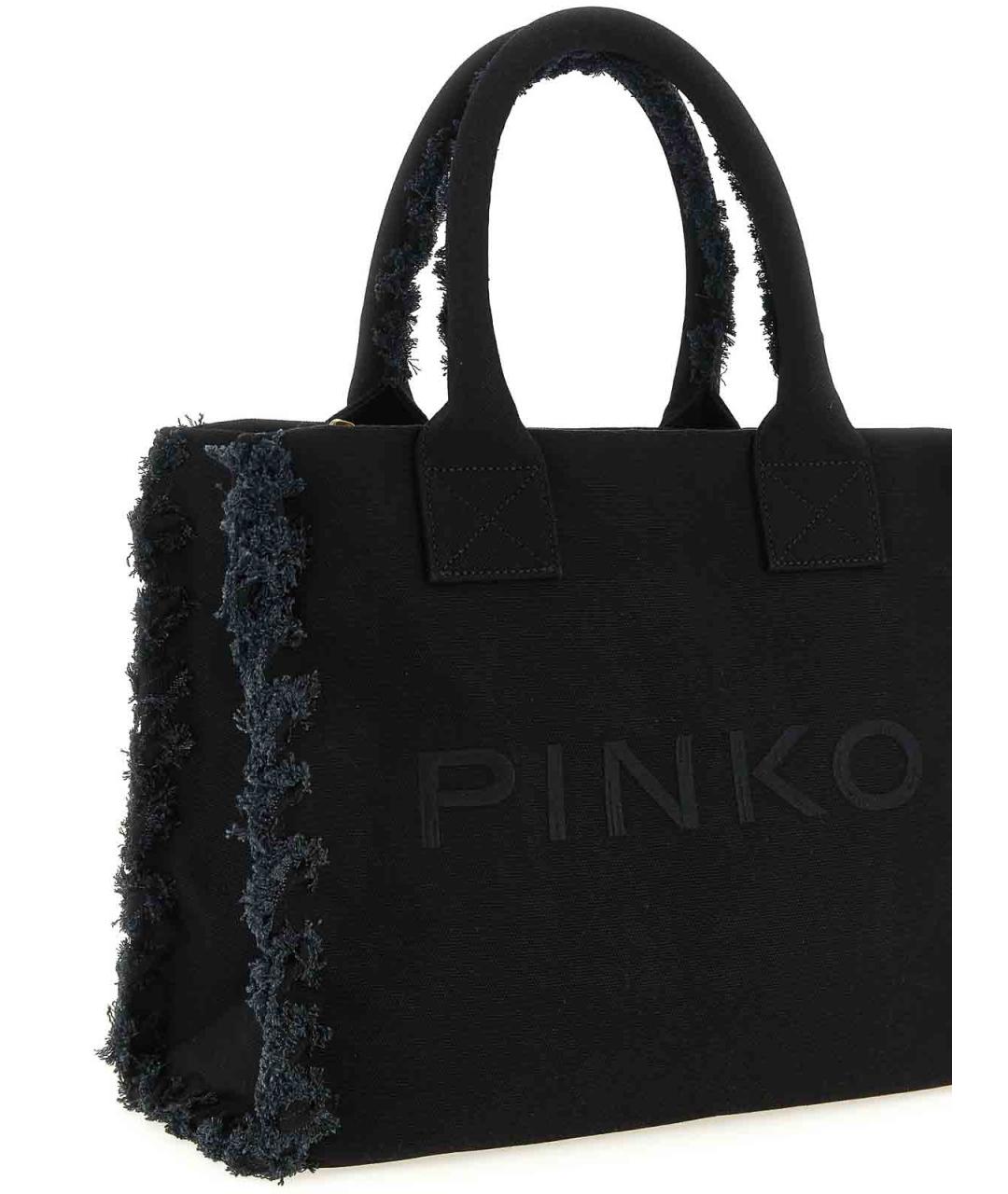 PINKO Черная тканевая сумка тоут, фото 3