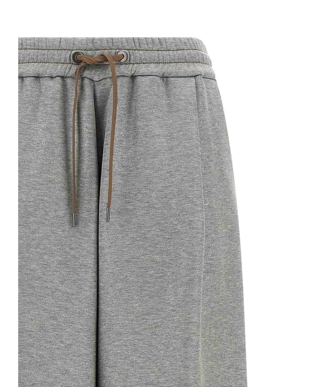 BRUNELLO CUCINELLI Серые хлопковые спортивные брюки и шорты, фото 3