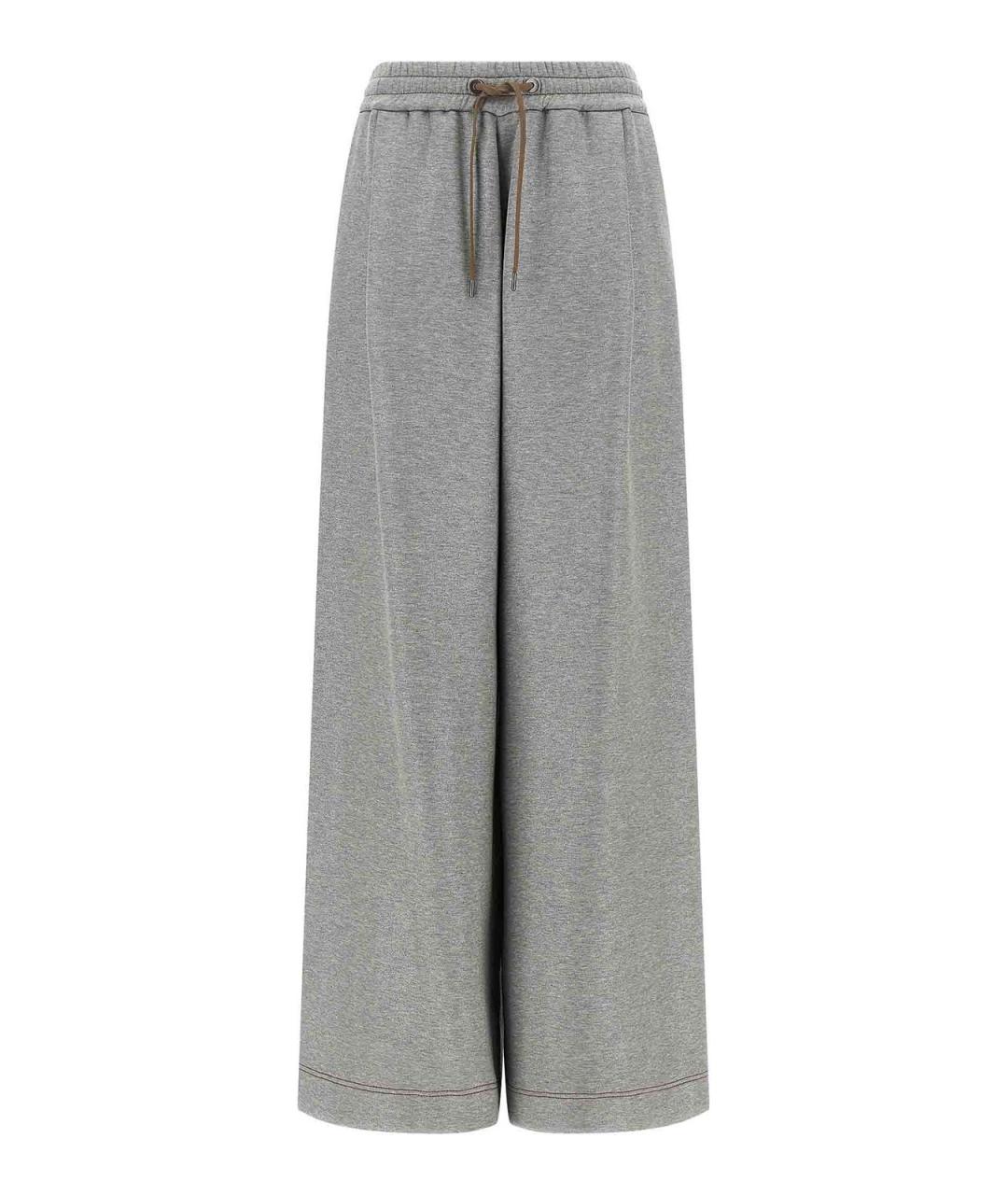 BRUNELLO CUCINELLI Серые хлопковые спортивные брюки и шорты, фото 1