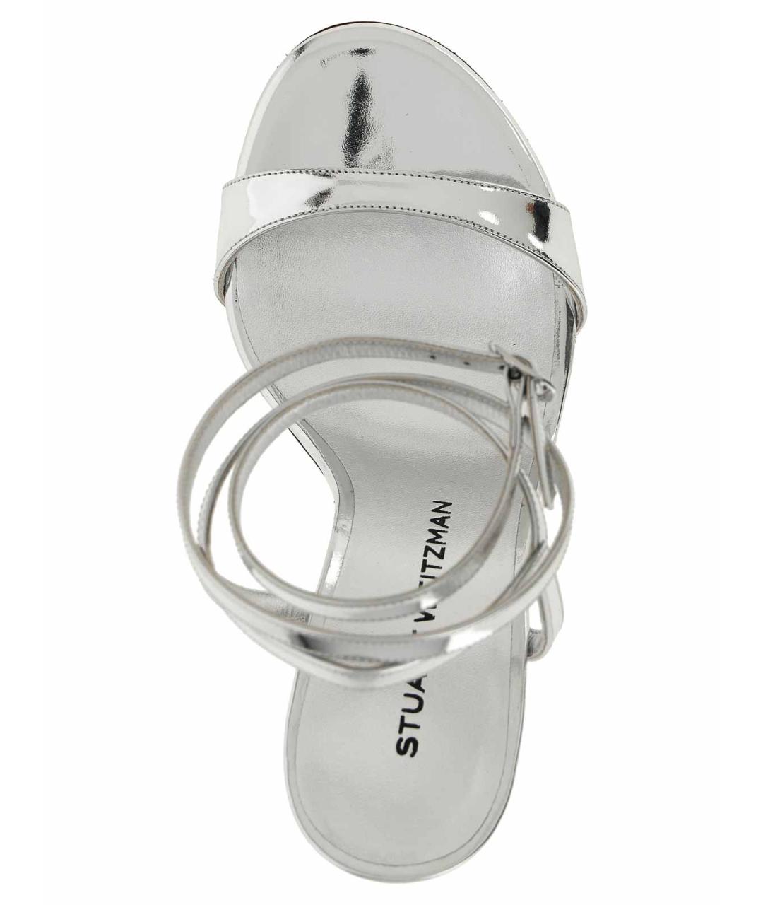 STUART WEITZMAN Серебряные кожаные босоножки, фото 4