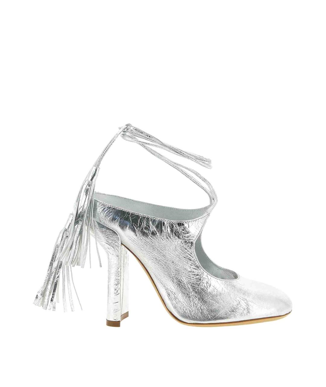 DRIES VAN NOTEN Серебряные кожаные мюли, фото 1