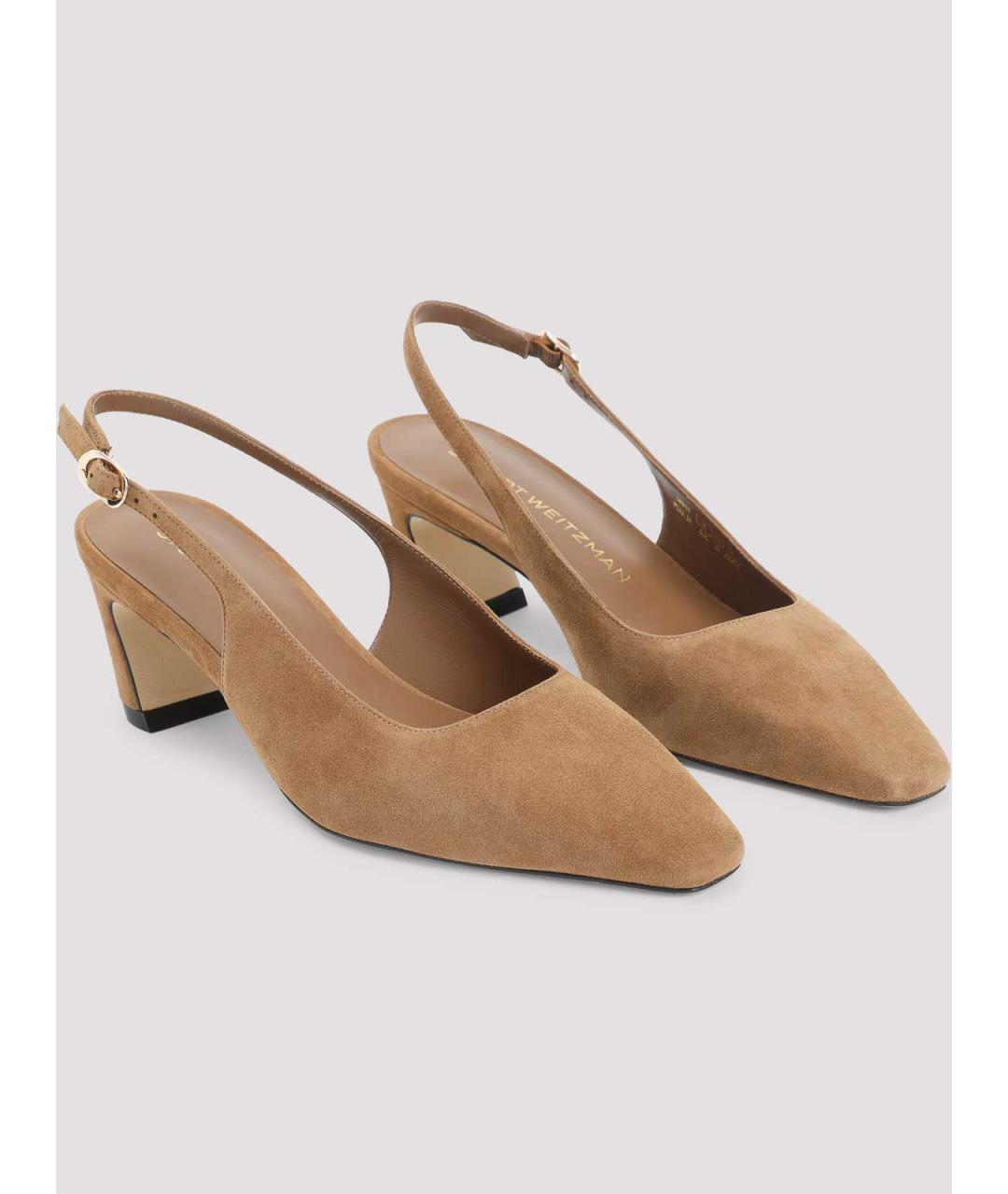 STUART WEITZMAN Бежевые замшевые туфли, фото 3